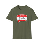 Hello My Name Is Grandpa T-Shirt — Funny Grandpa Name Tag Tee for Father’s Day & New Grandfathers