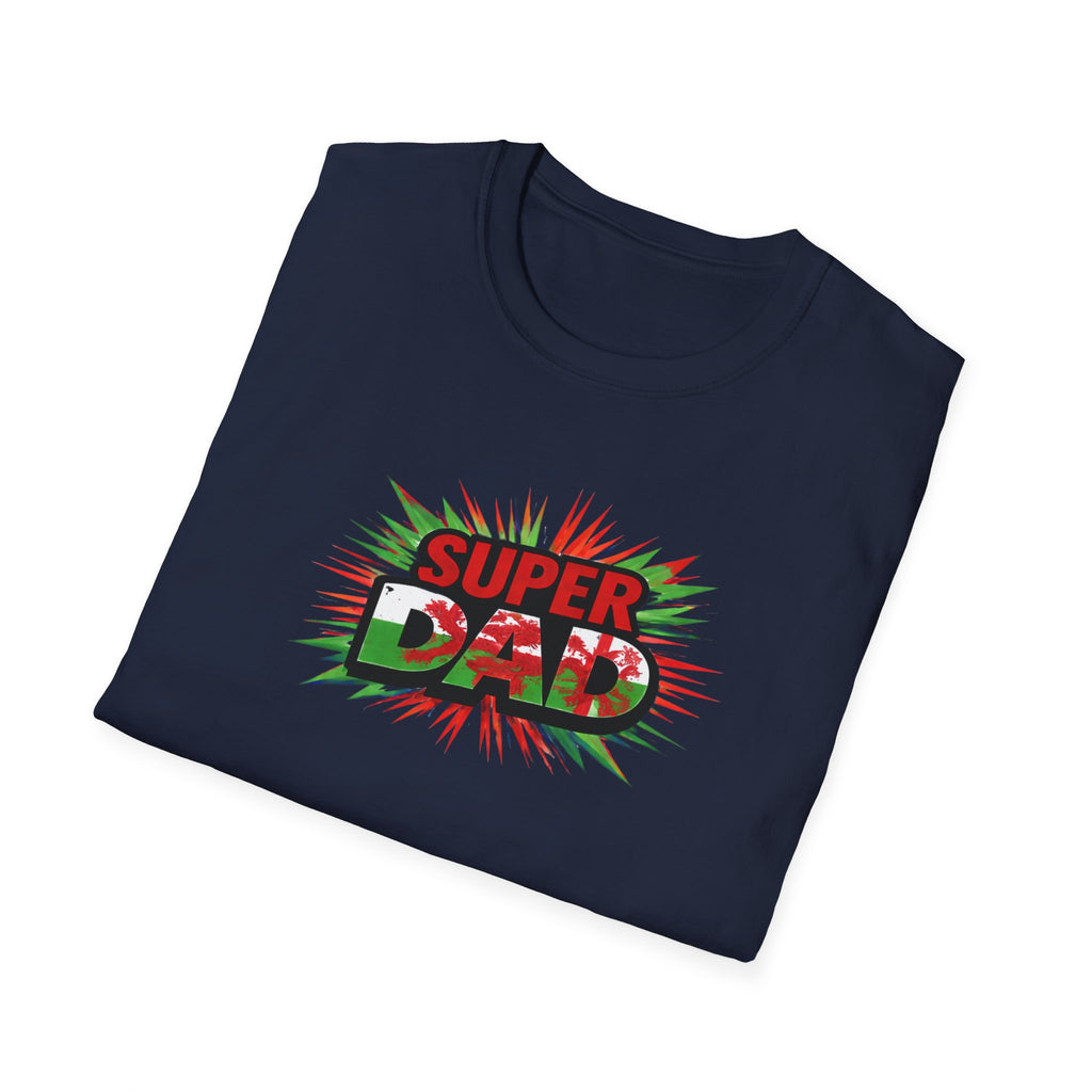 Super Dad Graphic T-Shirt — Wales Flag themed Retro Comic Father's Day Tee
