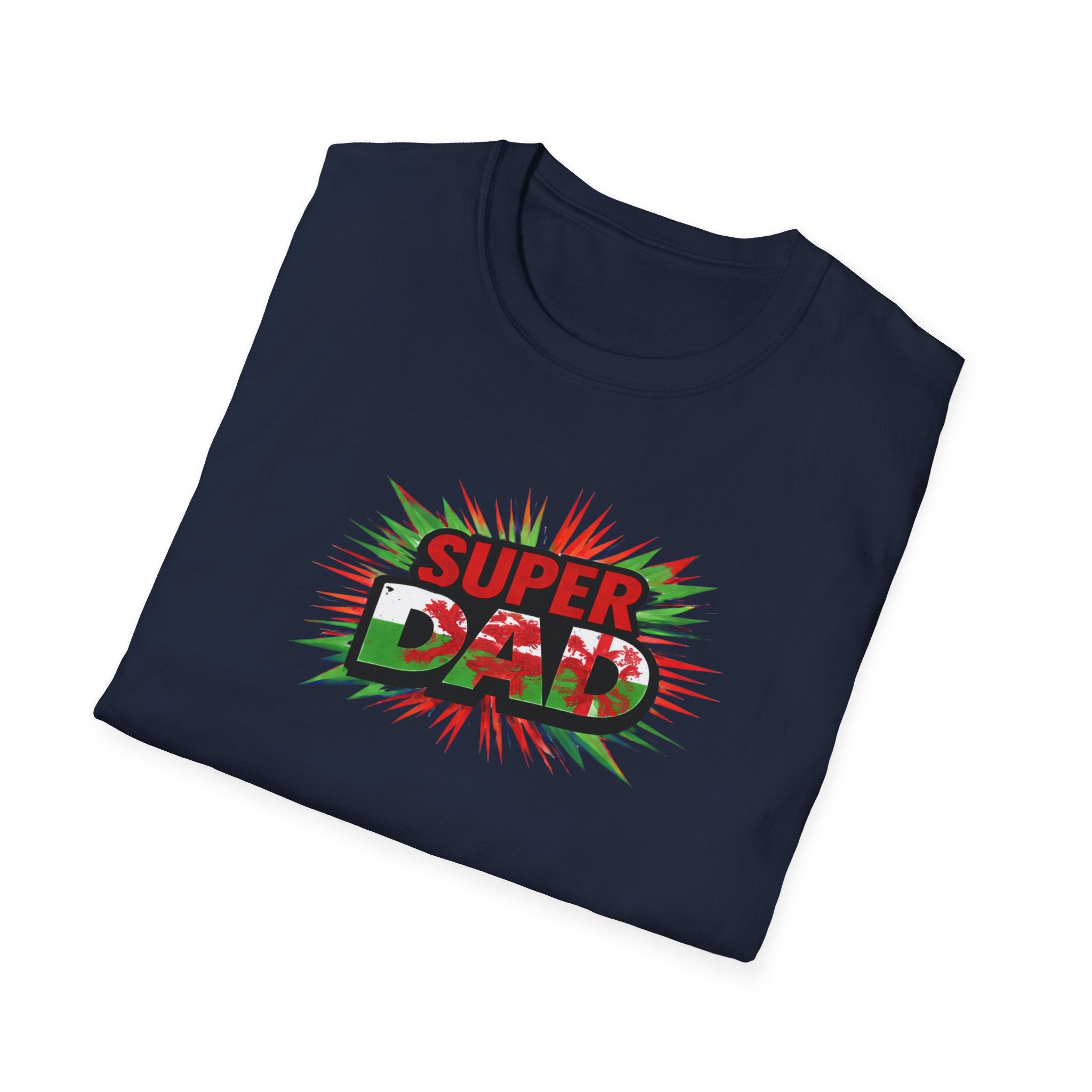 Super Dad Graphic T-Shirt — Wales Flag themed Retro Comic Father's Day Tee
