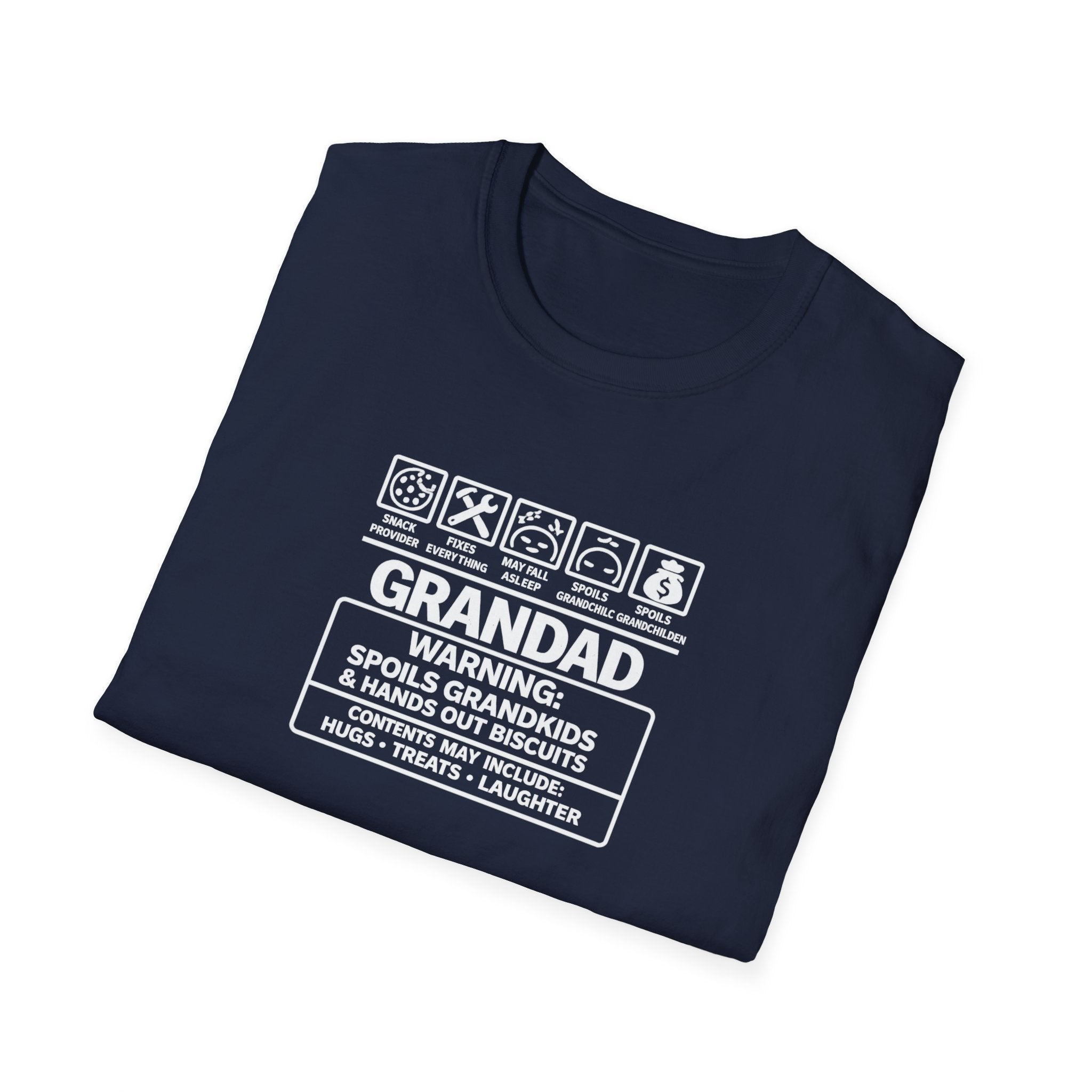 Funny Grandad T-Shirt — Spoils Grandchildren, Loves Biscuits & Hugs