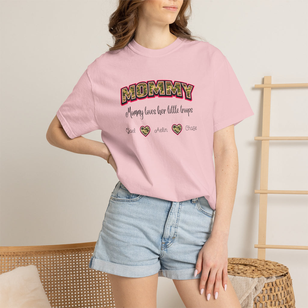 Mommy Camo Heart T-Shirt — "Mommy, I am here for little forever" Mother's Day Tee