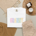 Granny Pastel Patchwork T-Shirt — Retro Rainbow 'GRANNY' Graphic Tee