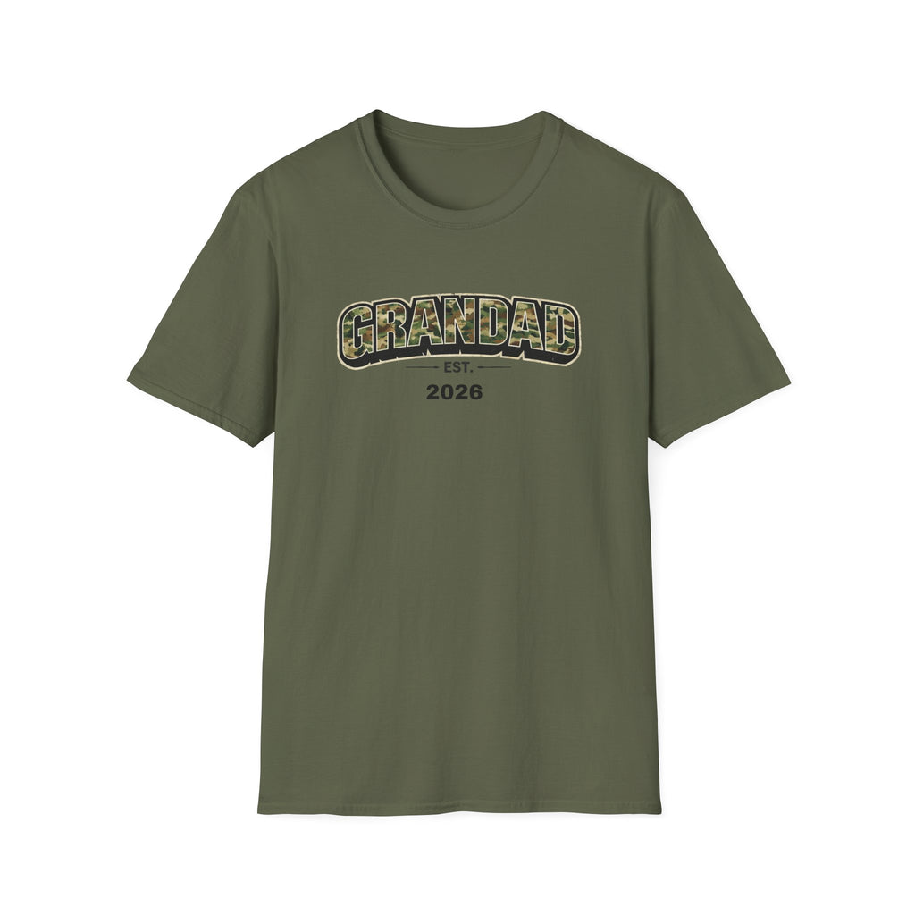 Granddad Est. 2026 T-Shirt — Camo Lettering Fathers Day Gift