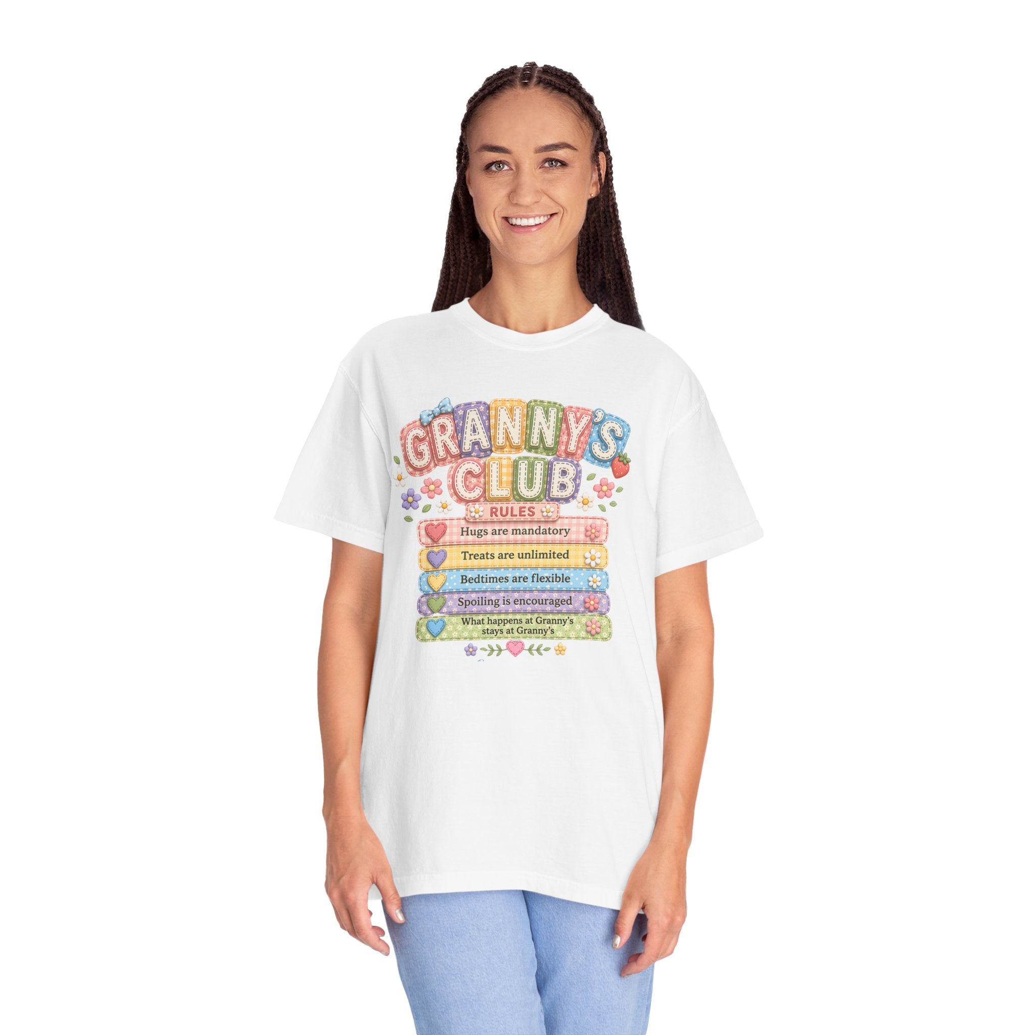 Granny's Club T‑Shirt – Cute Pastel 'Granny's Club' Rules Graphic Tee for Grandmothers