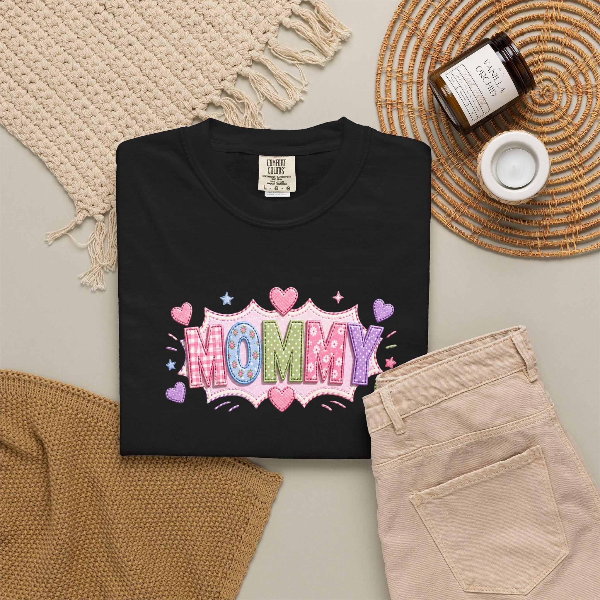 Mommy Hearts T‑Shirt — Cute Pastel 'MOMMY' Graphic Tee for Mother's Day & New Moms