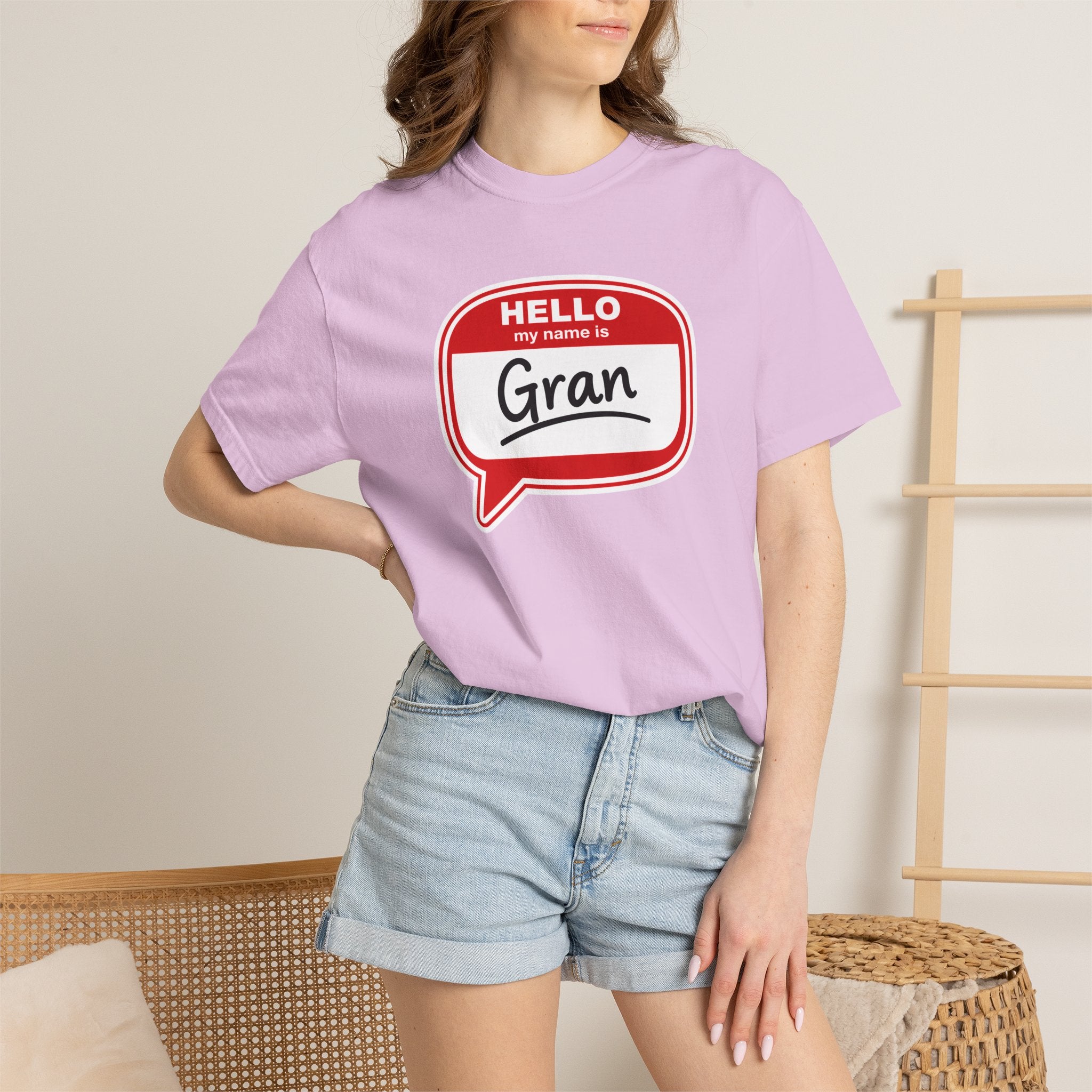 Hello My Name Is Gran T-Shirt – Funny Name Badge Tee for Grandmothers