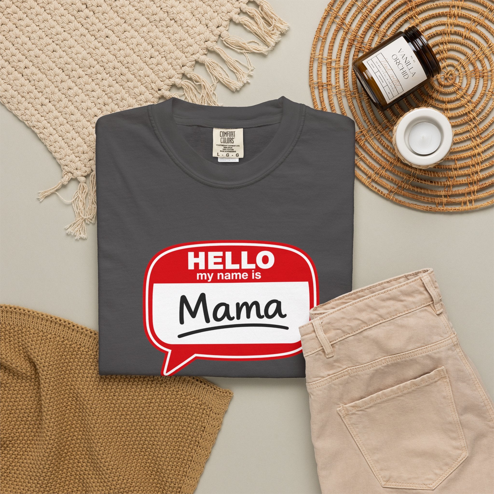 Mama Name Tag T-Shirt — "Hello My Name Is Mama" Graphic Tee