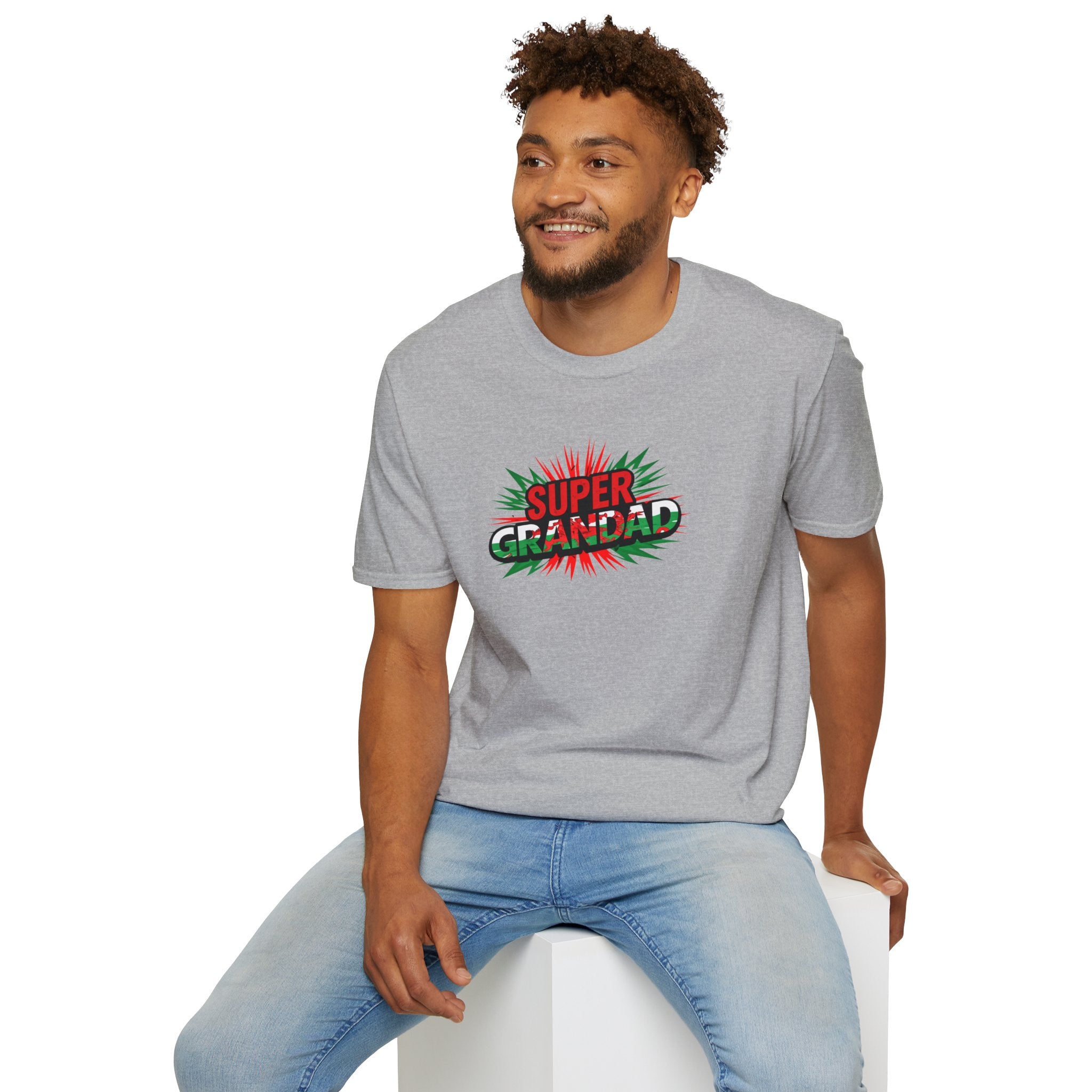 Super Grandad Welsh Flag/Wales themed T-Shirt — Retro Comic Style Father's Day Gift
