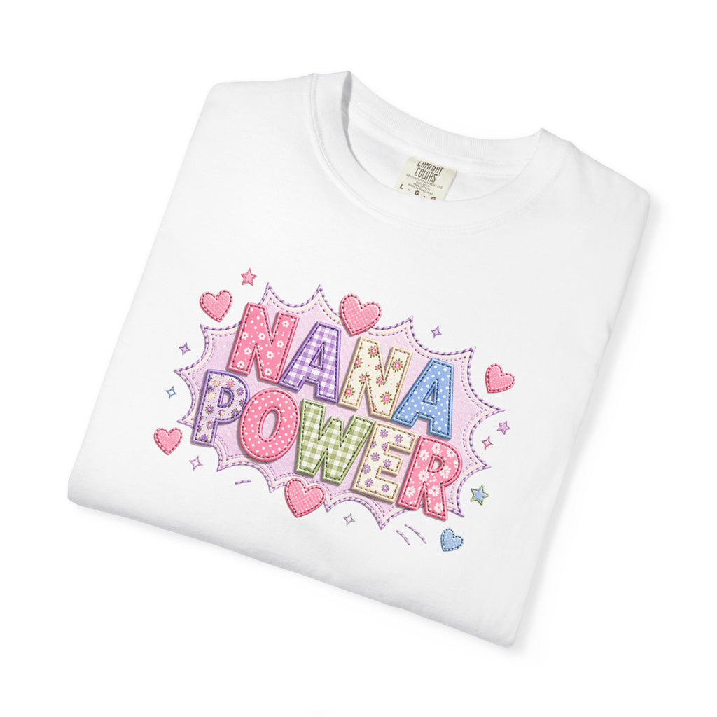 Nana Power T-Shirt — Playful Retro Heart Graphic for Grandmother Gifts