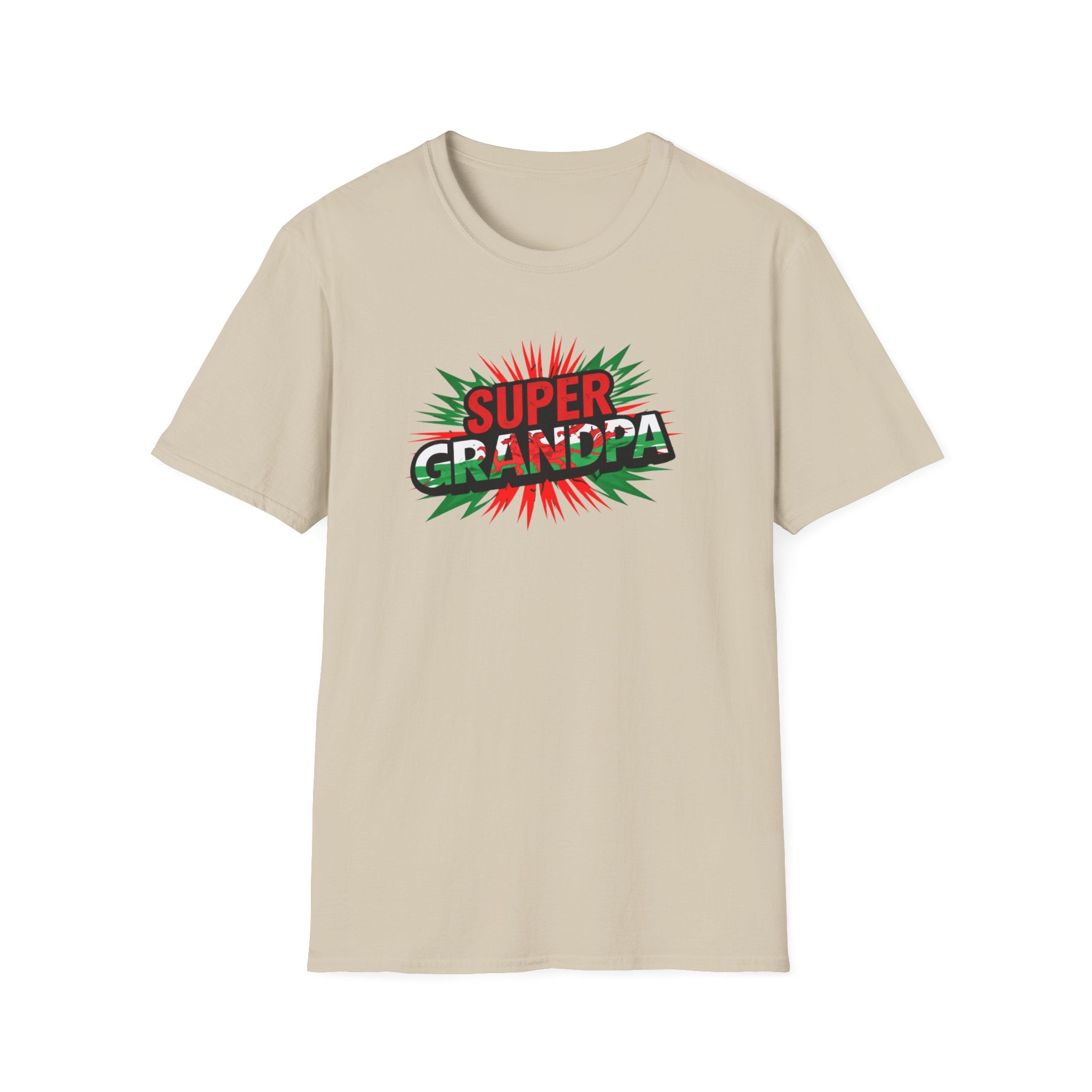 Super Grandpa Welsh Flag/ Wales themed T-Shirt – Retro Comic Gift Tee for Grandfather | Father’s Day & Birthday Present