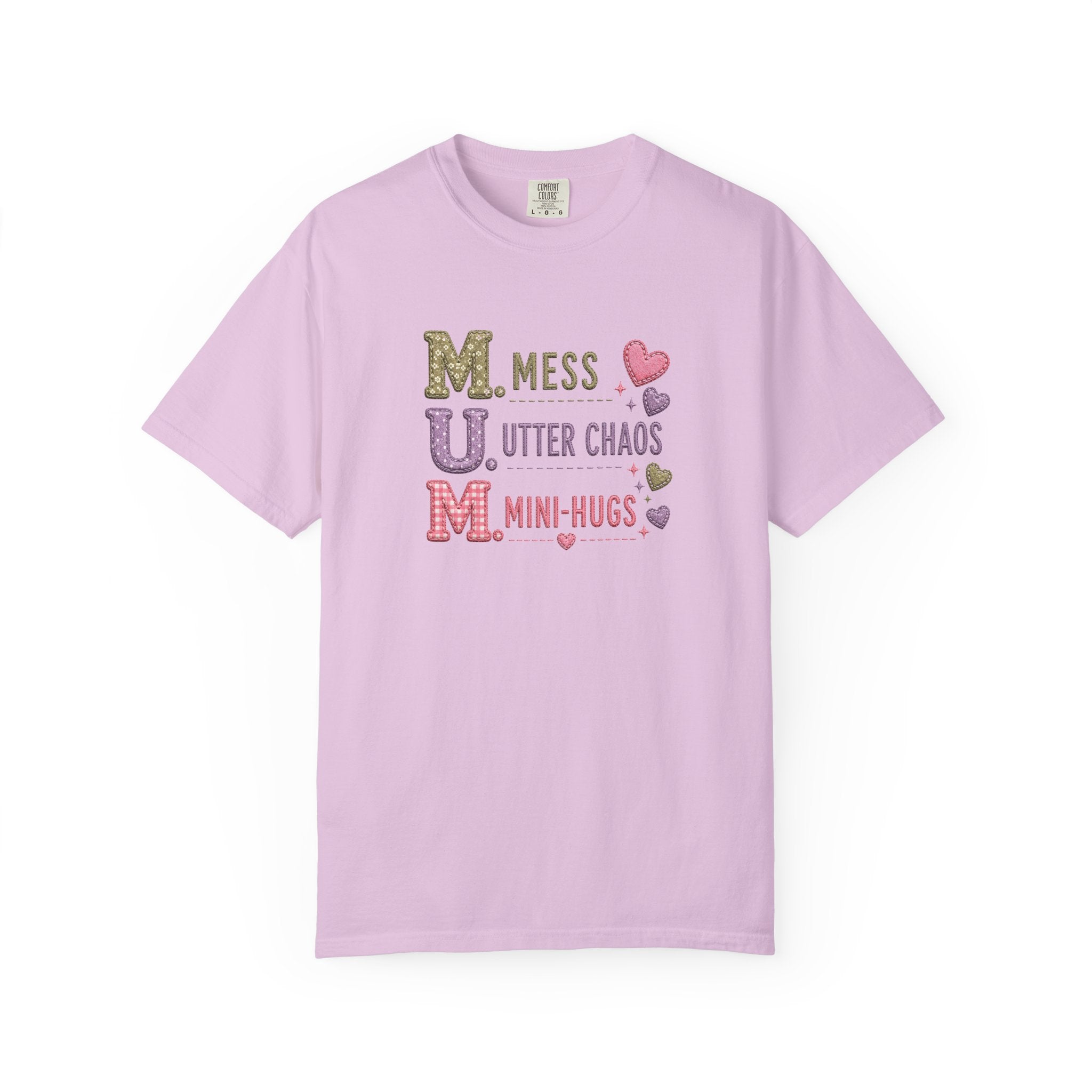 Mom Acronym T-Shirt — "M.U.M. Mess, Utter Chaos, Mini-Hugs" Cute Mom Graphic Tee