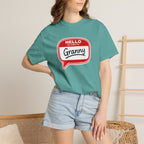 Hello My Name Is Granny T-Shirt - Funny Grandma Gift, Retro Name Badge Tee