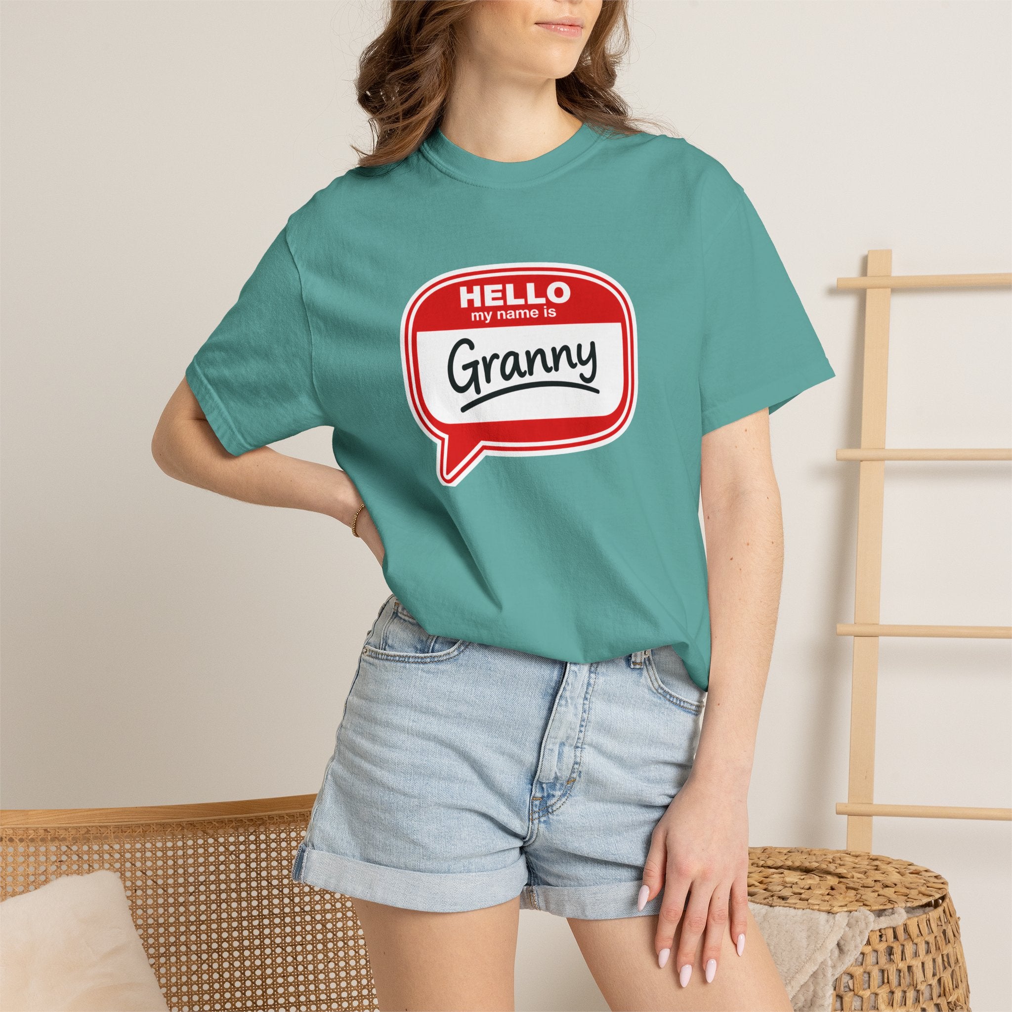Hello My Name Is Granny T-Shirt - Funny Grandma Gift, Retro Name Badge Tee