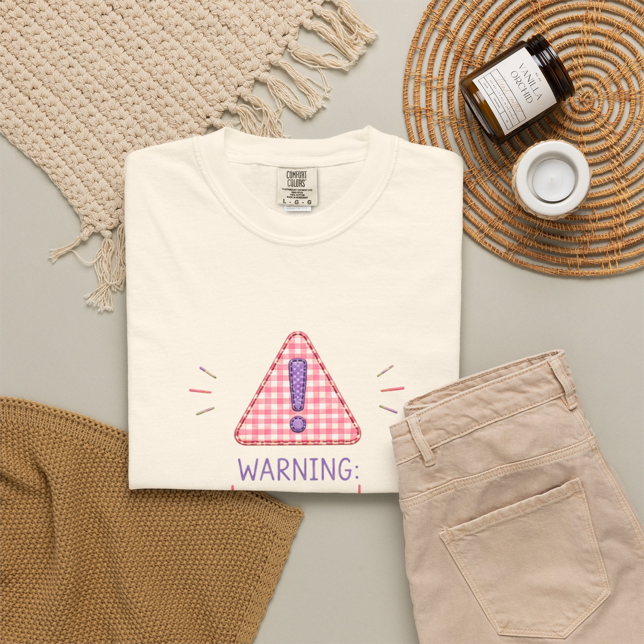 T-Shirt — "Warning: Hormonal" Cute Pink Gingham Alert Graphic