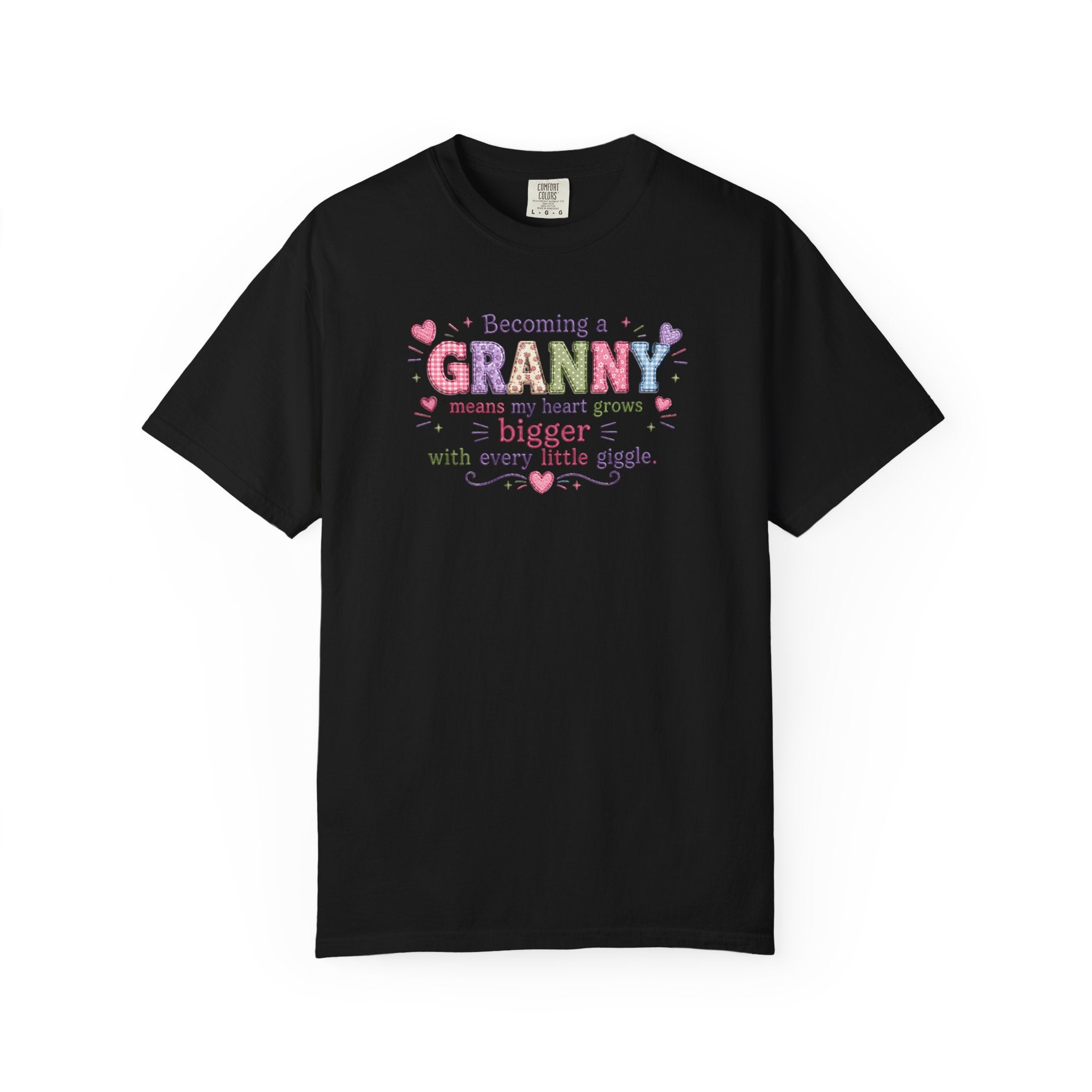 Becoming a Granny T-Shirt – Cute Grandma Shirt with "Becoming a Granny means my heart grows bigger with every little giggle" Design