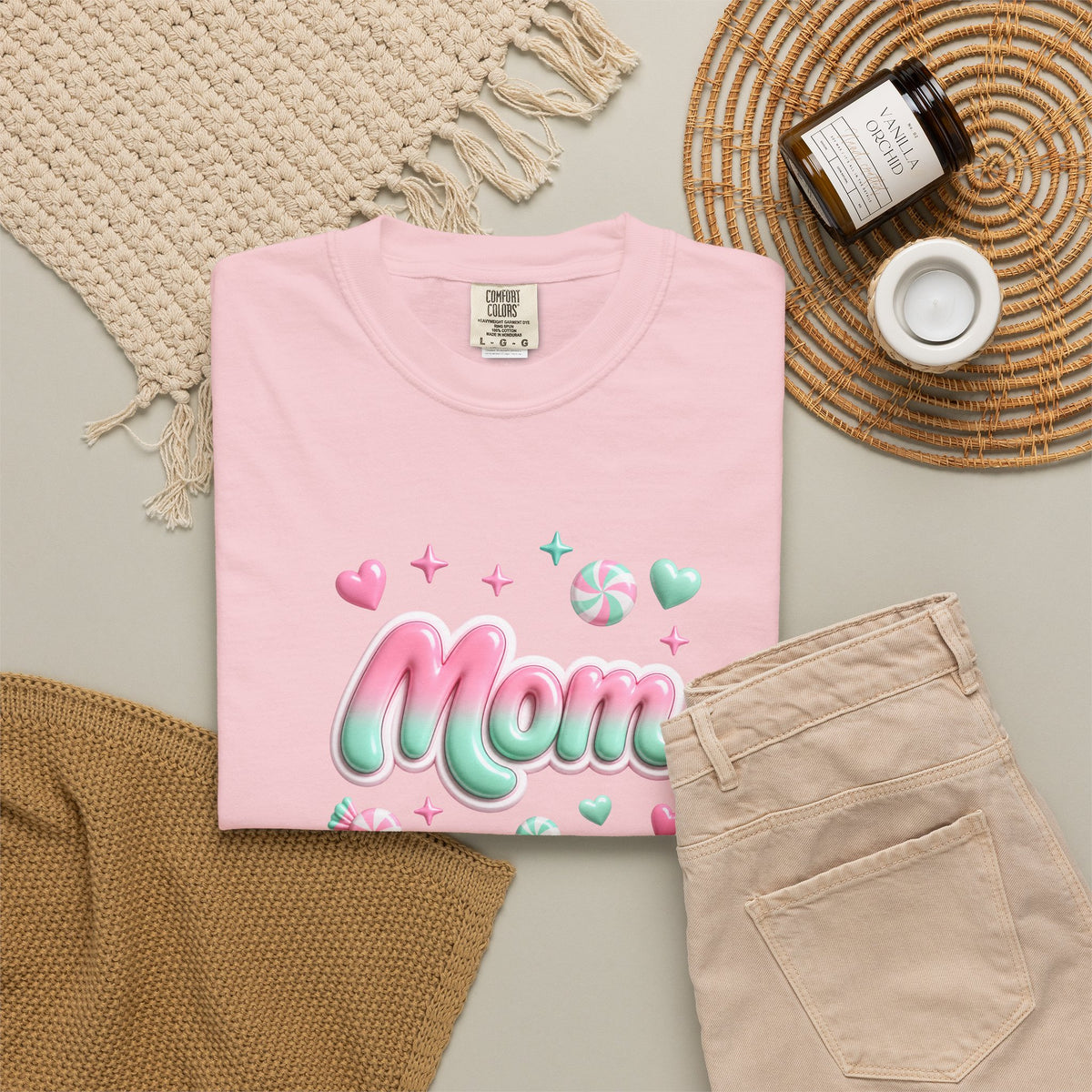 Mom Pastel Candy Script T-Shirt