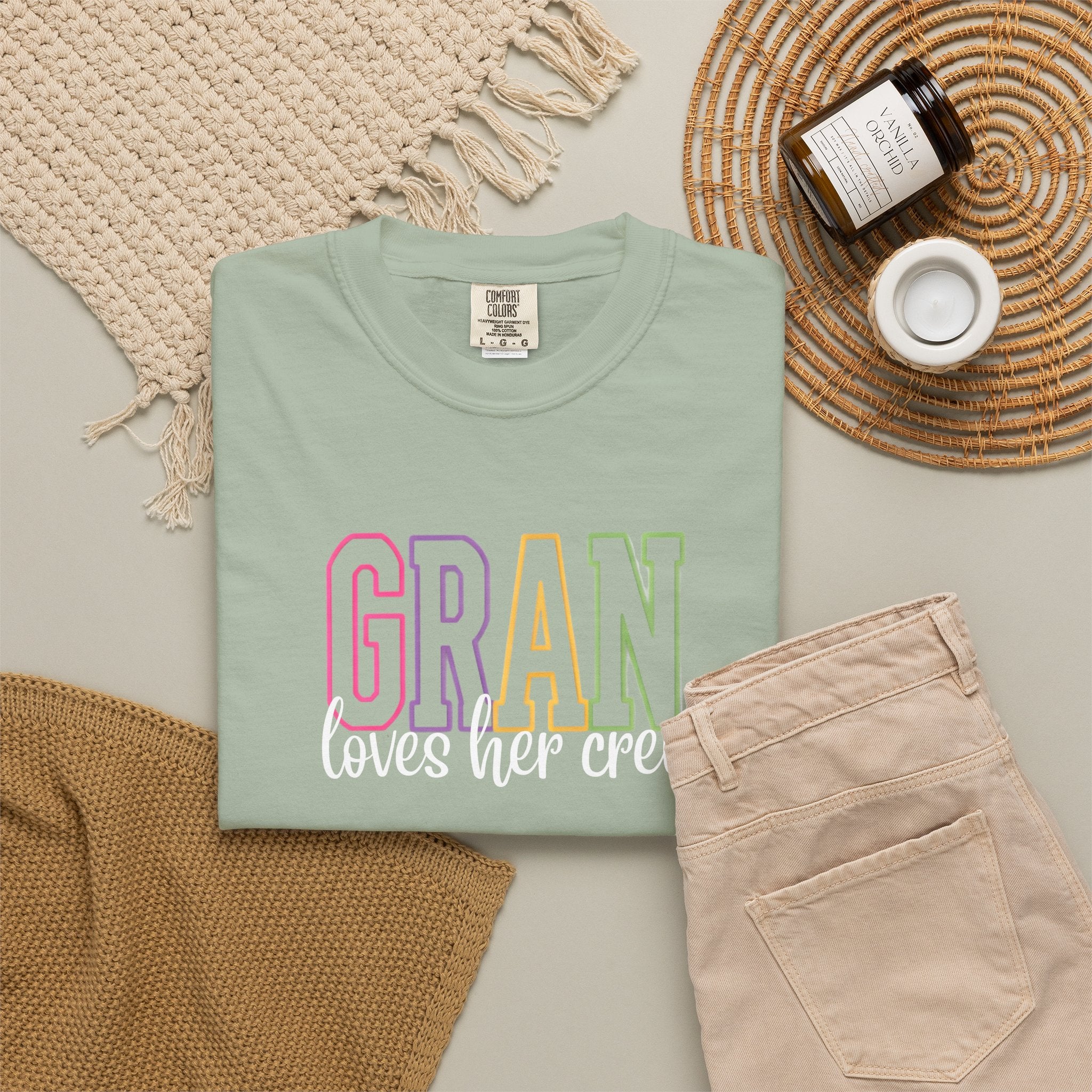 T-Shirt — "Gran Loves Her Crew" Pastel Grandma Tee