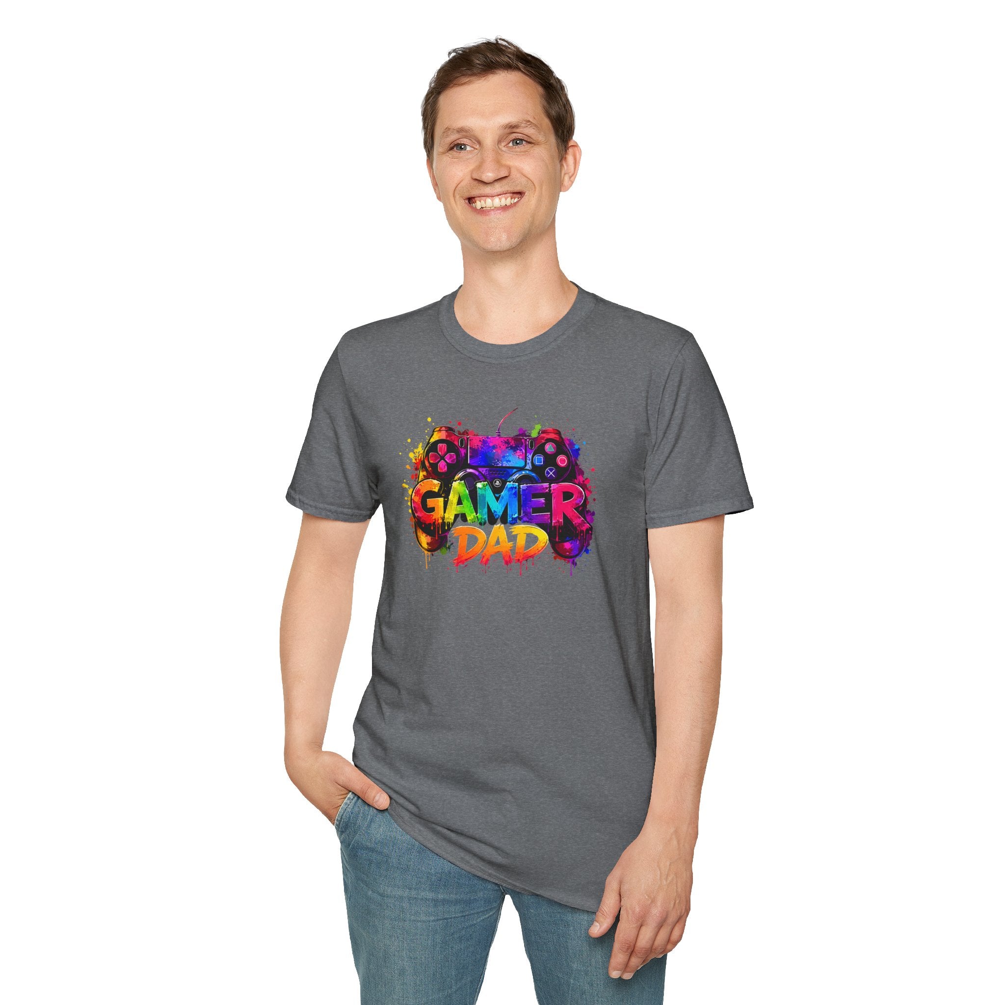 Gamer Dad Colourful Controller Design T-Shirt