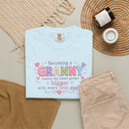 Becoming a Granny T-Shirt – Cute Grandma Shirt with "Becoming a Granny means my heart grows bigger with every little giggle" Design