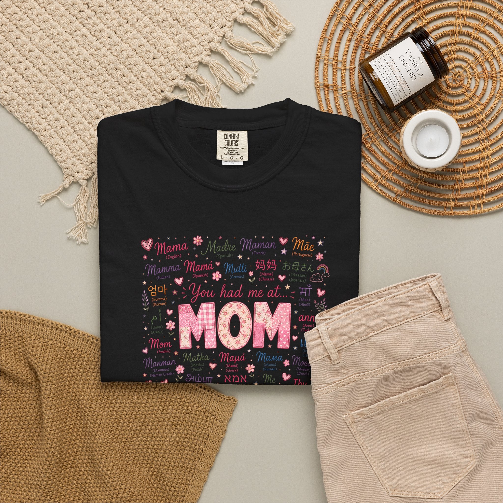 Mom Hearts Graphic T-Shirt — Cute Pink 'You had me at MOM' Mother's Day Tee