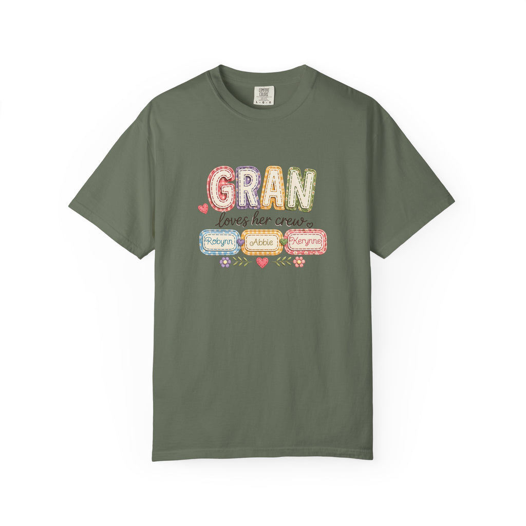 Gran Loves Her Crew T-Shirt — Personalized Grandma Family Names Tee