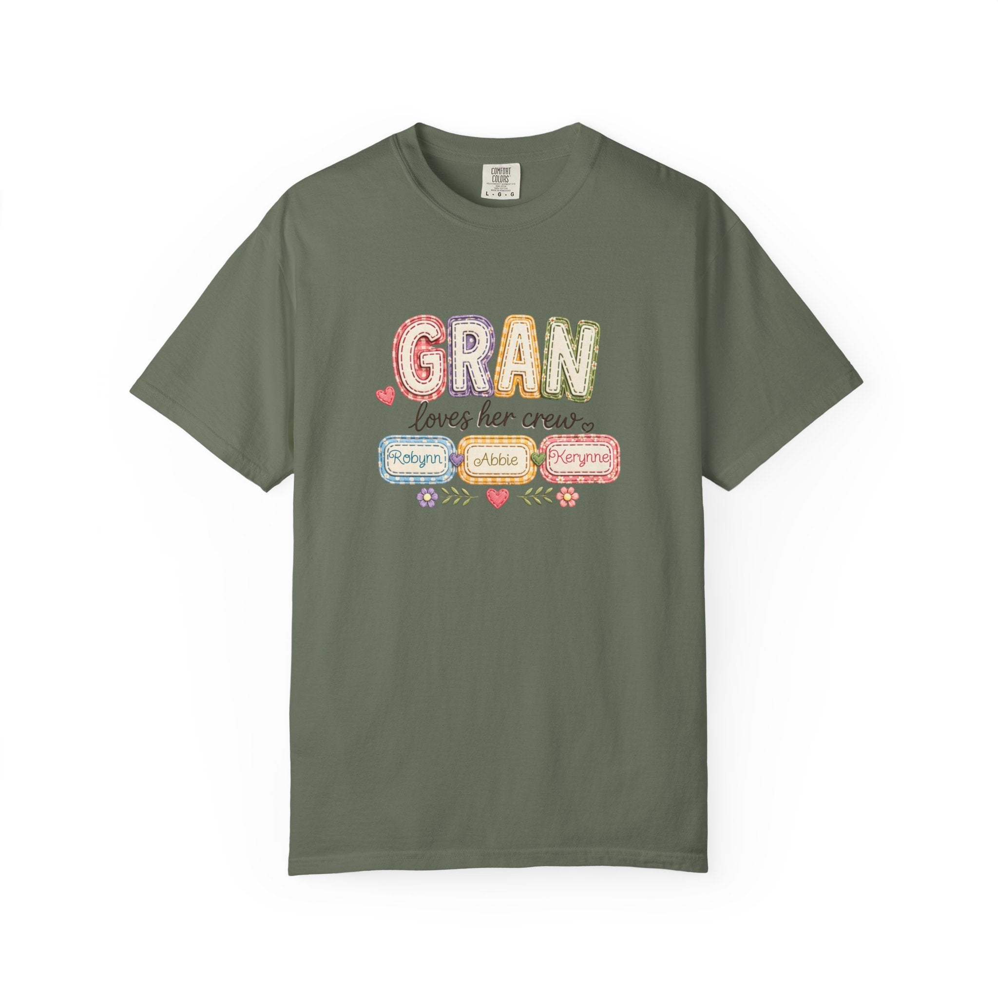 Gran Loves Her Crew T-Shirt — Personalized Grandma Family Names Tee