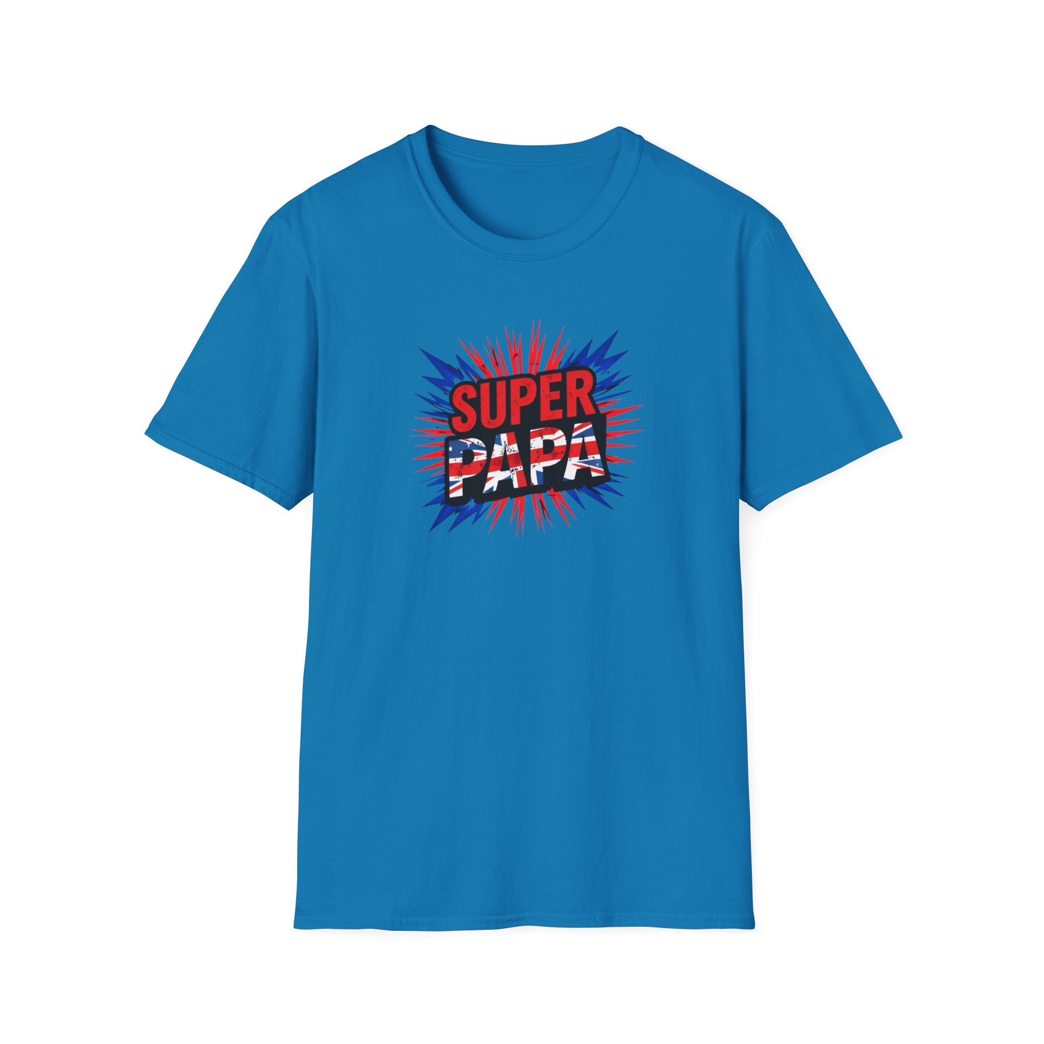 T-Shirt — "Super Papa" Union Jack/England themed Retro Comic Dad Shirt (Father's Day Gift)