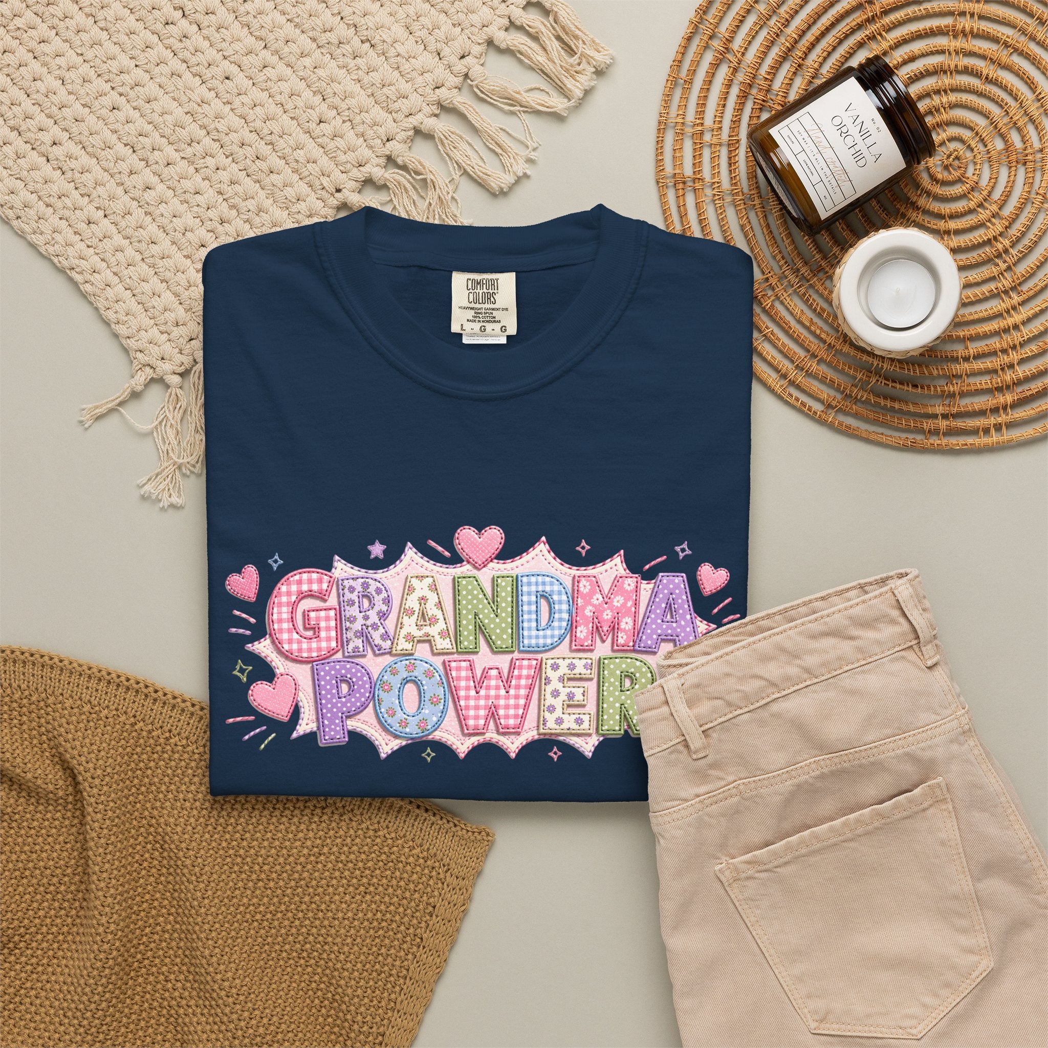 Grandma Power T-Shirt — Cute Heart Graphic Tee for Grandmothers