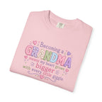 Grandma T-Shirt - "Becoming a Grandma Means My Heart Grows Bigger" - Cute Pastel New Grandma Gift