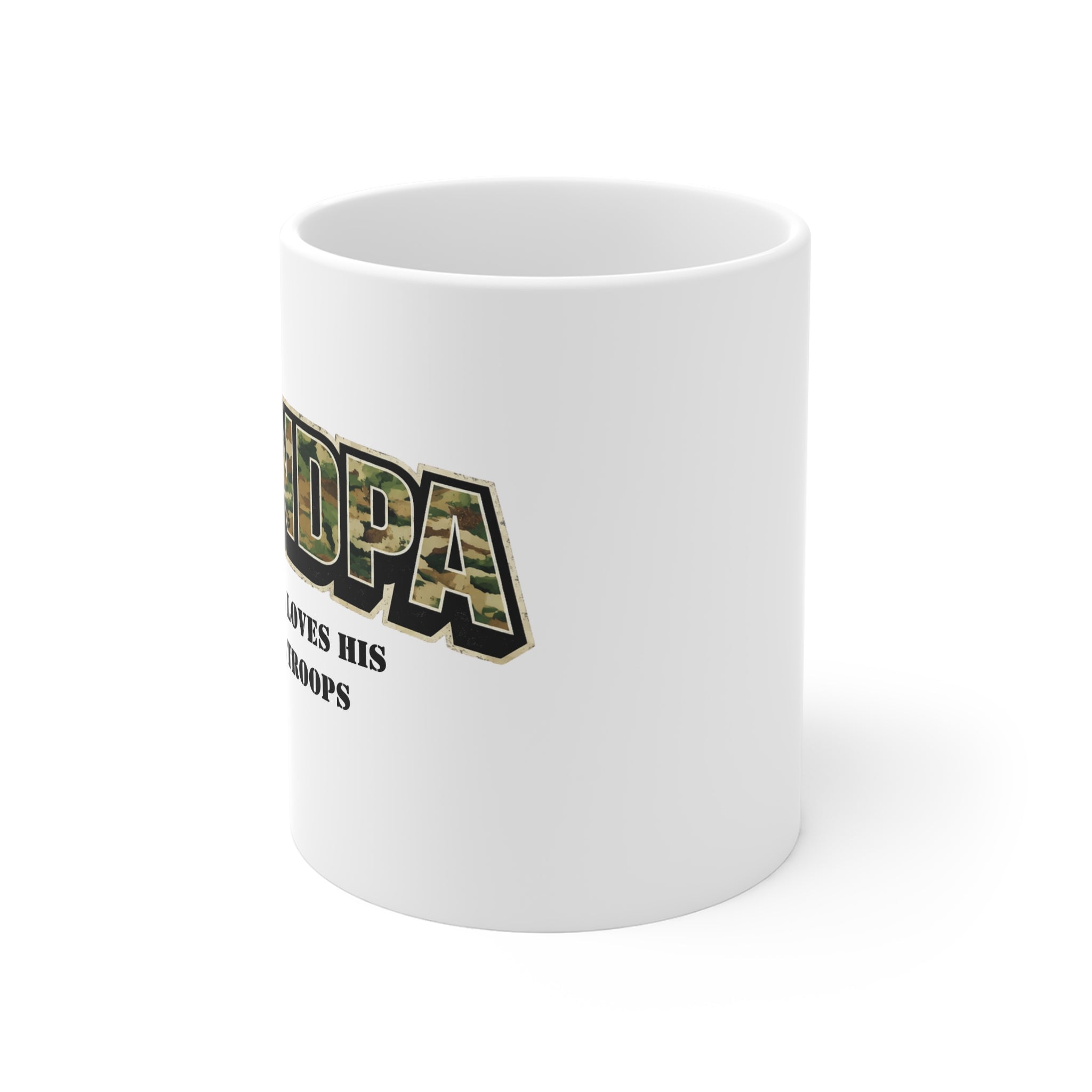 Grandpa Camo Mug — "Grandpa Loves His Little Troops" Military Family Coffee Cup