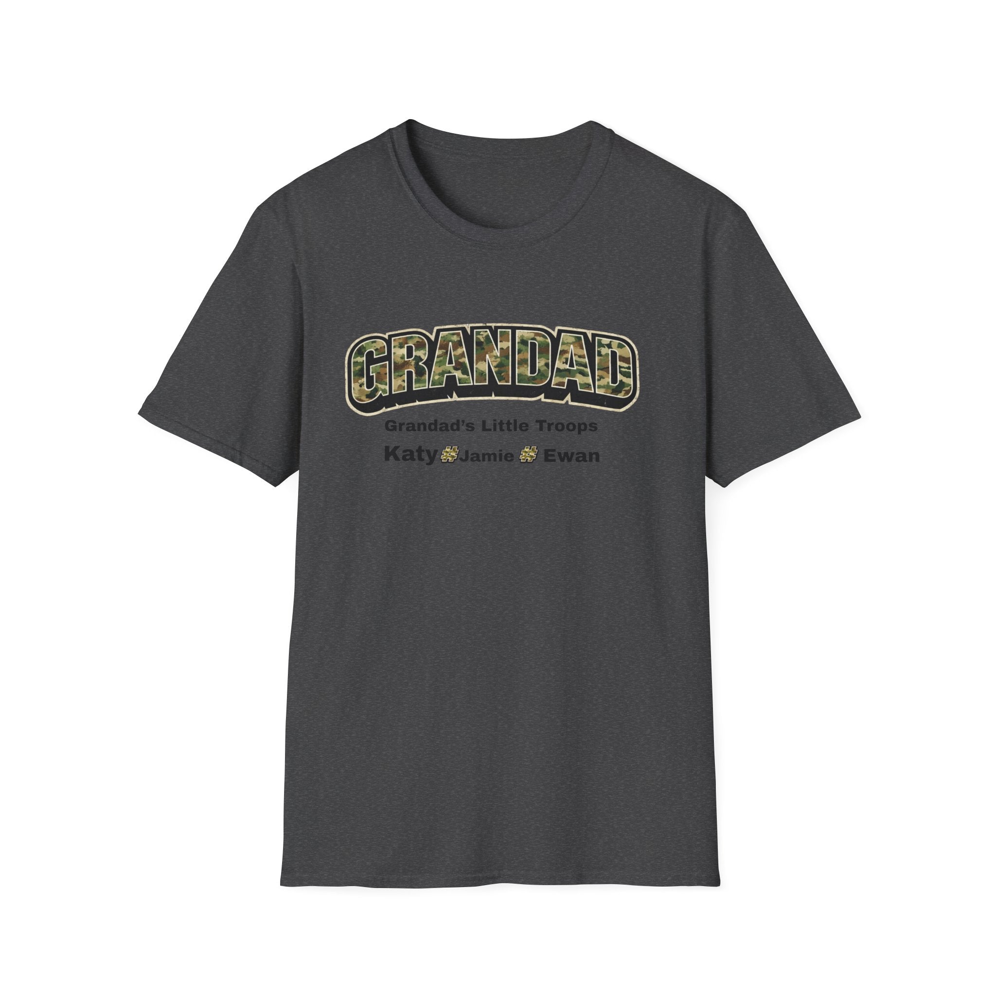 Granddad Camo T-Shirt — "Grandad's Little Troops" Personalized Kids Names