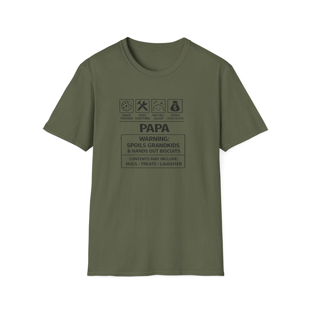 Papa Warning T-Shirt – ‘Spoils Grandkids’ Funny Grandpa Gift Tee