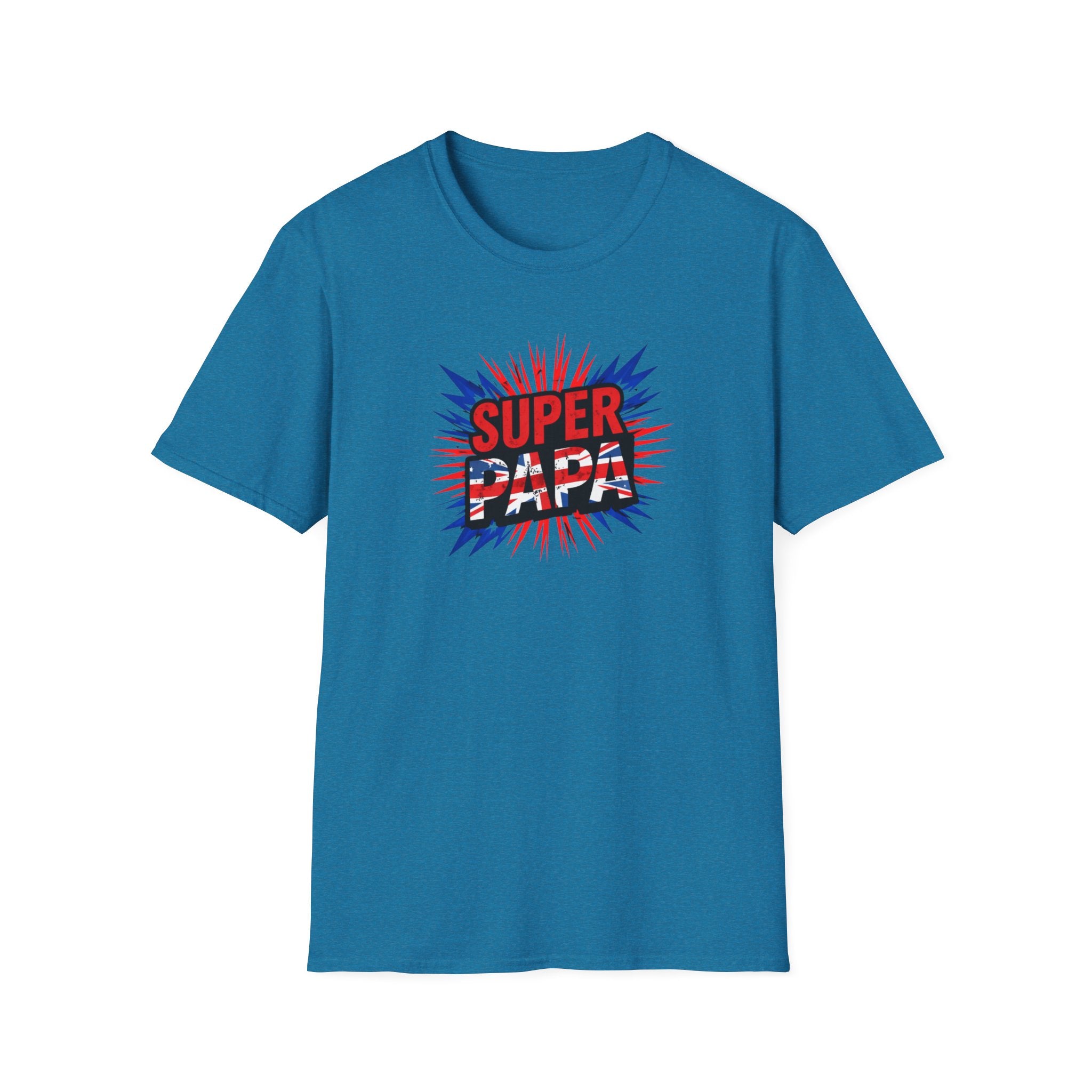 T-Shirt — "Super Papa" Union Jack/England themed Retro Comic Dad Shirt (Father's Day Gift)