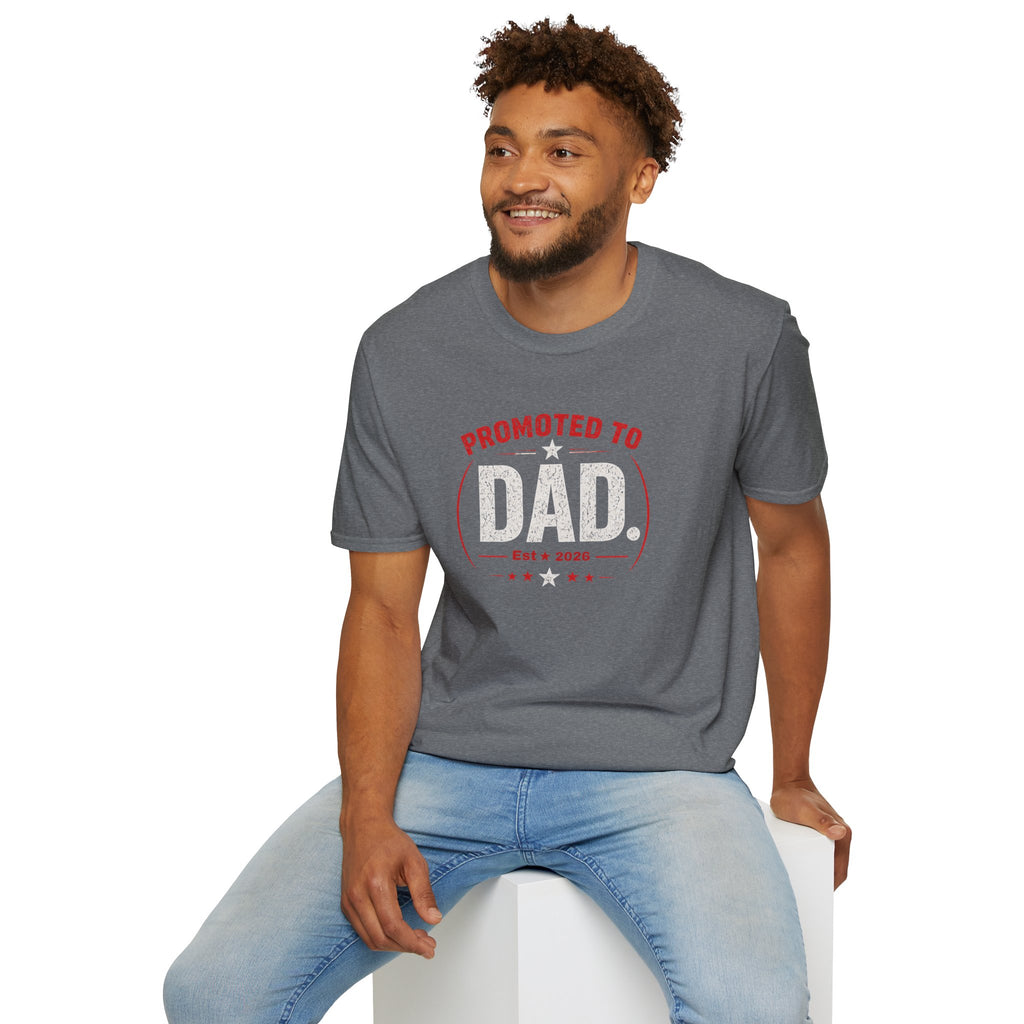 Promoted to Dad T-Shirt — New Dad Announcement Gift, Father’s Day Tee