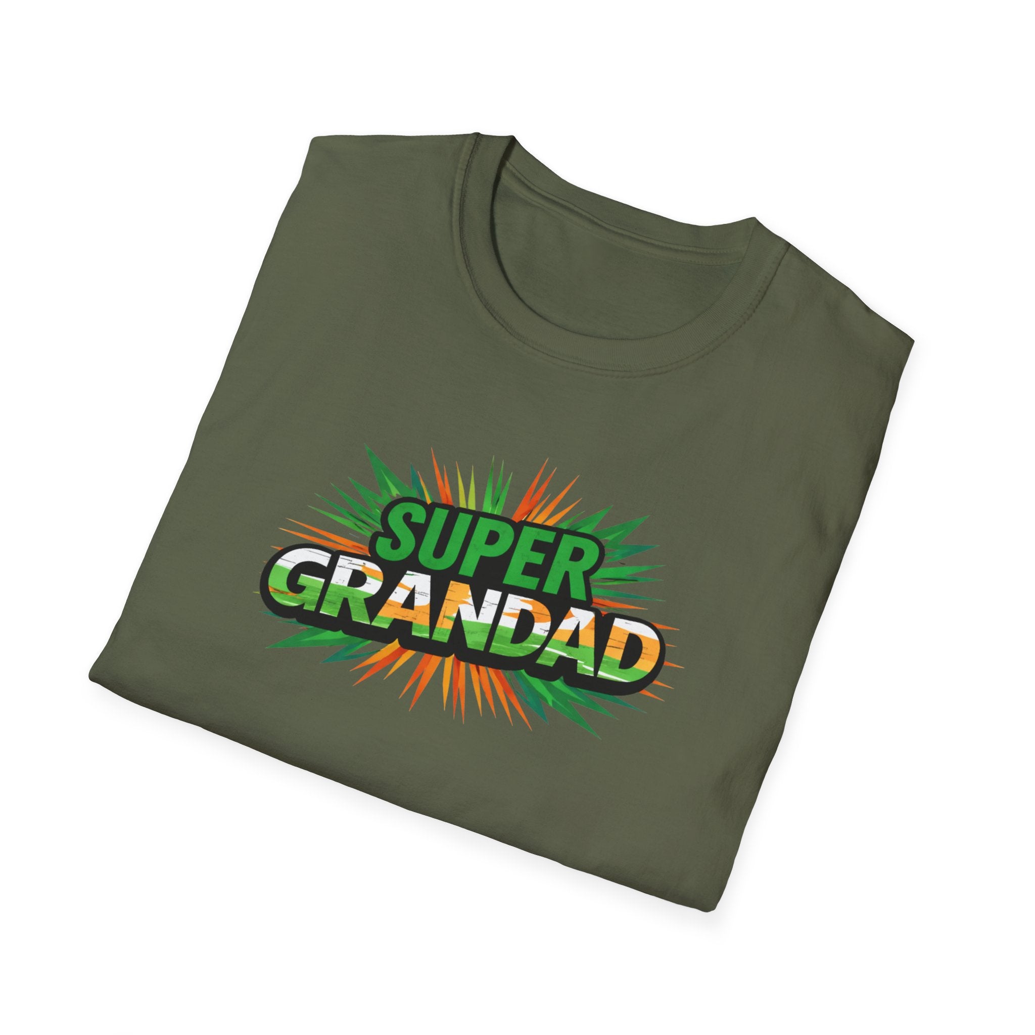 Super Grandad Ireland Flag/Irish themed T-Shirt — Retro Comic Style Gift for Grandpa (Father's Day, Birthday)