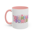 Grandma Power Doodle Accent Coffee Mug — Cute Pink 11/15oz Mother's Day Gift