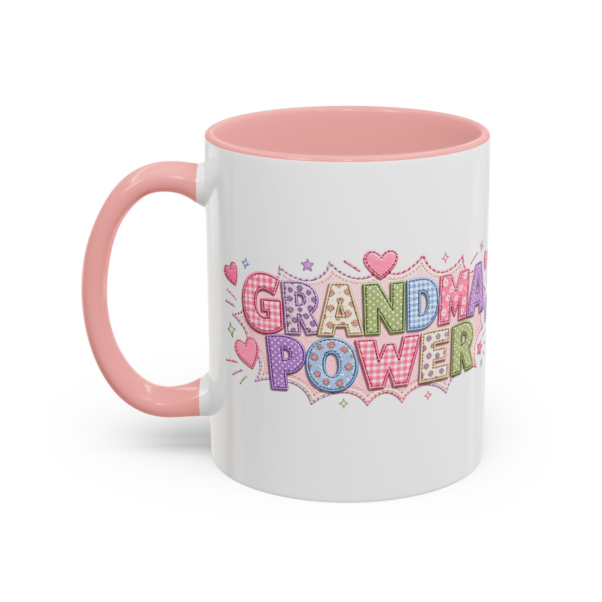 Grandma Power Doodle Accent Coffee Mug — Cute Pink 11/15oz Mother's Day Gift