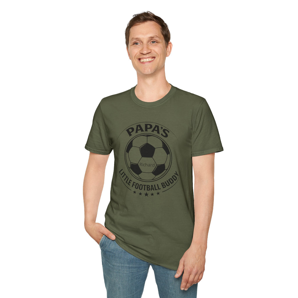 Papa’s Little Football Buddy T-Shirt — Personalized Soccer Dad Tee