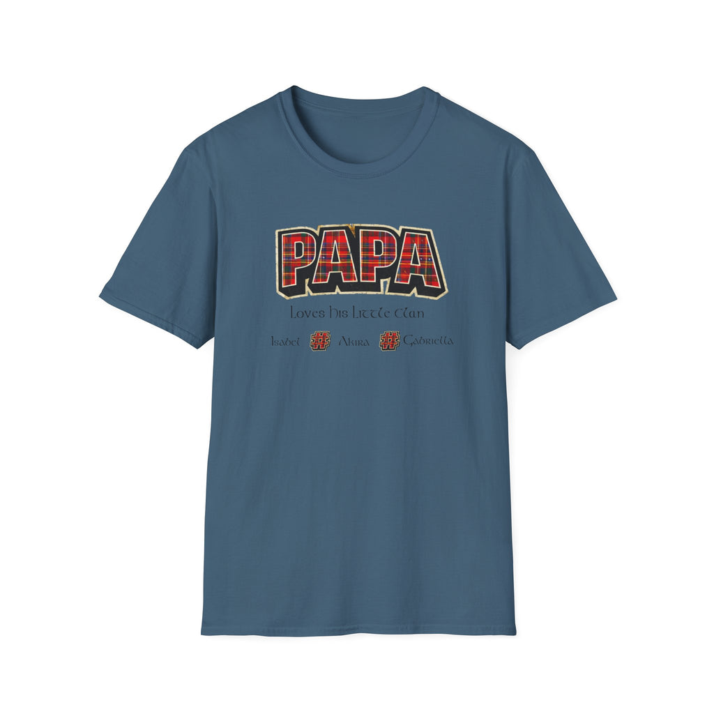 Papa Plaid T-Shirt – "Papa Loves his Little Clan" Grandfather Gift for Father's Day