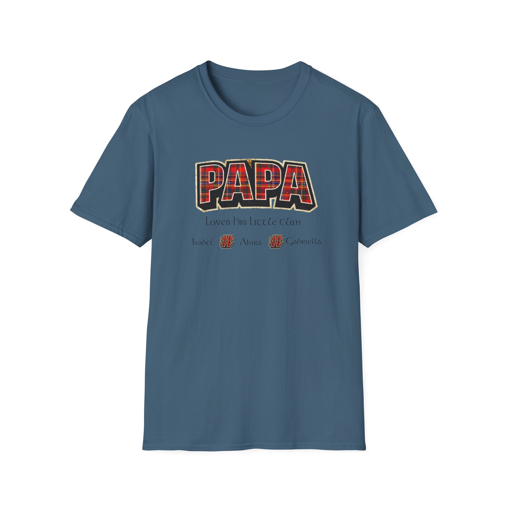 Papa Plaid T-Shirt – "Papa Loves his Little Clan" Grandfather Gift for Father's Day