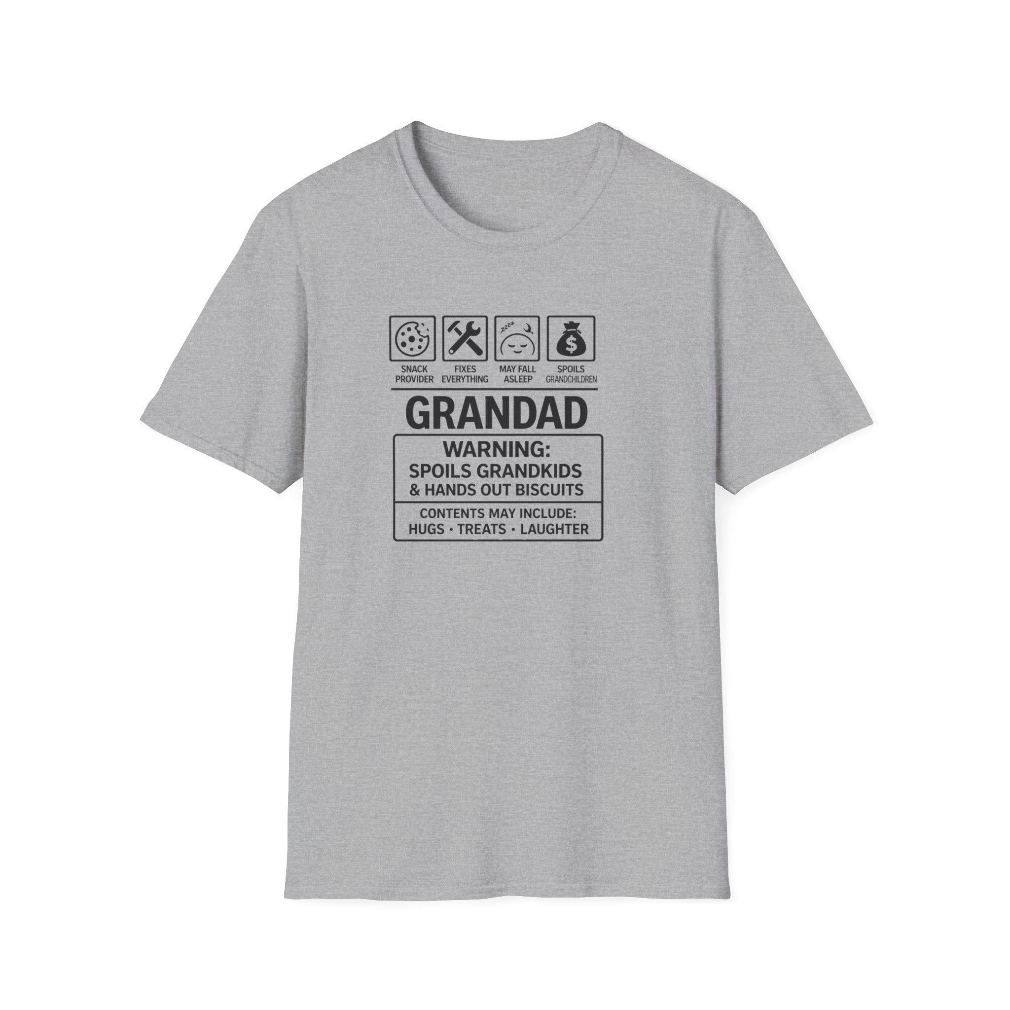 Funny Grandad T-Shirt — Spoils Grandchildren, Loves Biscuits & Hugs