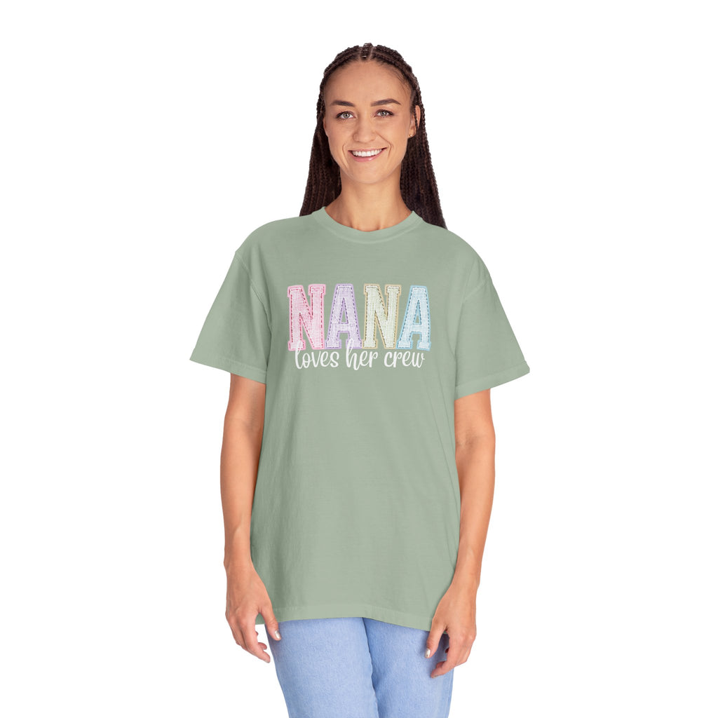 Nana Pastel Varsity T-Shirt — Soft Vintage Lettering Gift for Grandma (Mother's Day/Birthday)