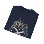 Bagpipes Following Scotland Flag Tee
