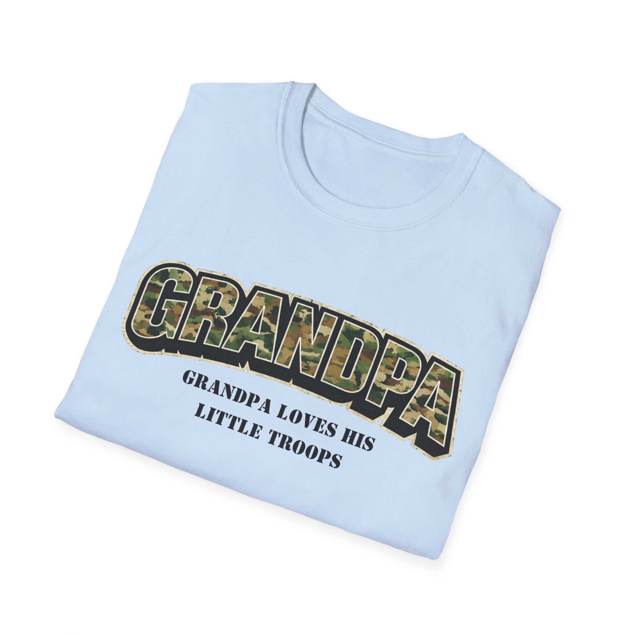 Grandpa Camo T-Shirt — "Grandpa Loves His Little Troops" Military Dad Gift