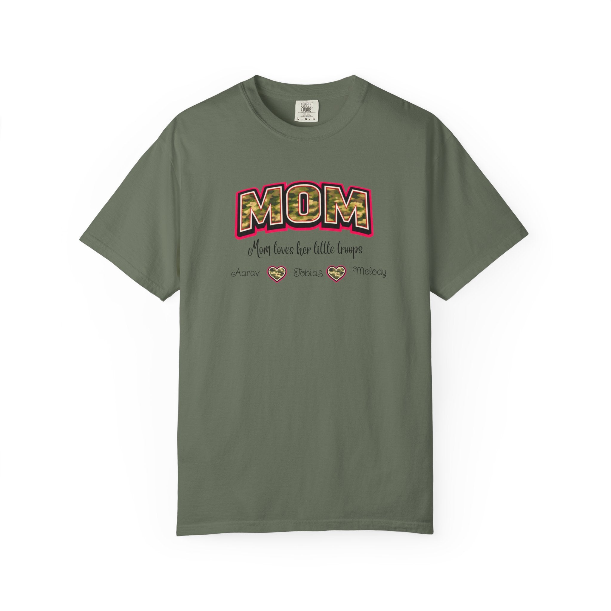 Mom Camo Graphic T-Shirt — "MOM Most Loved Her Little People" Floral Heart Tee