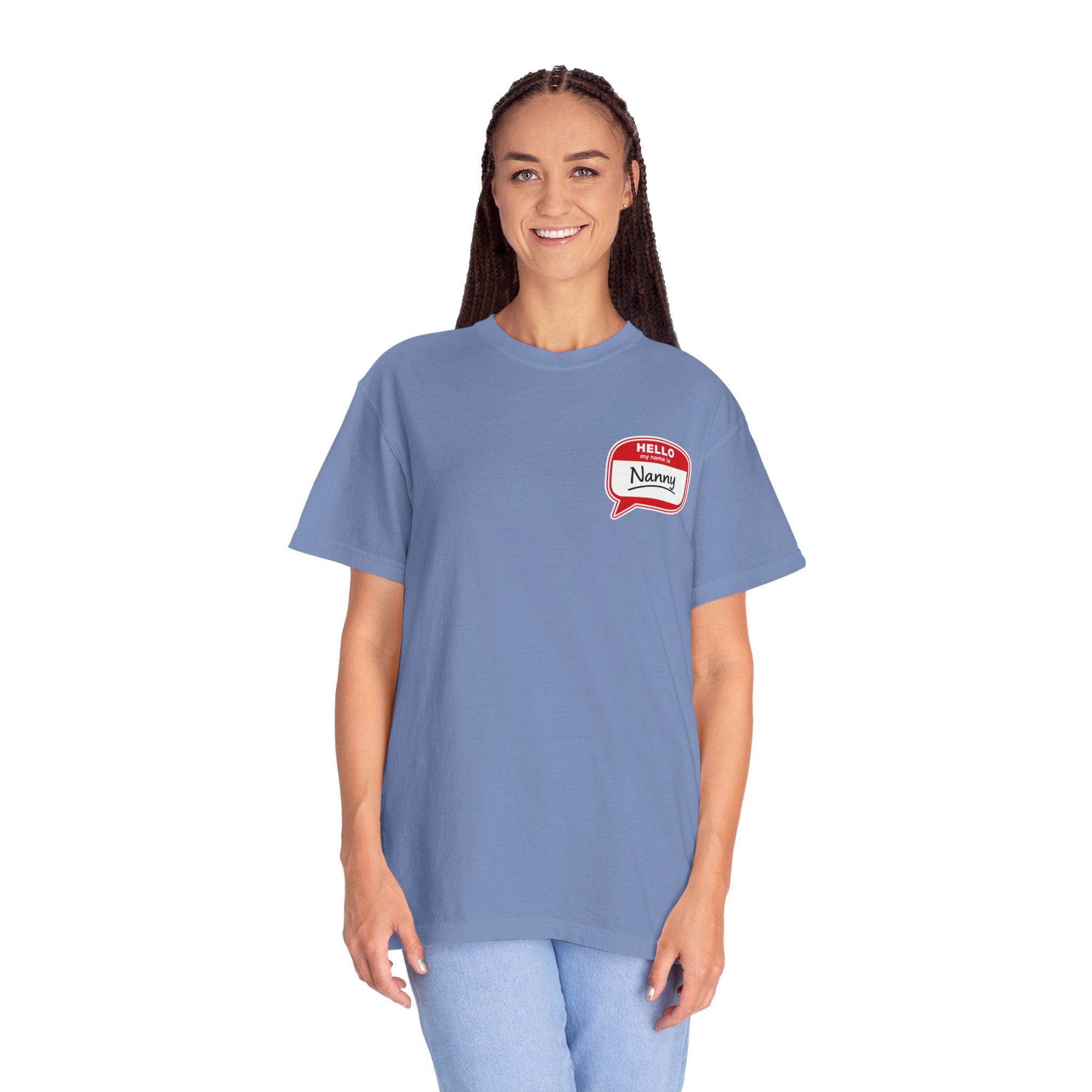 Hello Nanny Pocket T-Shirt – Cute Name Tag Tee for Grandparents & Caregivers