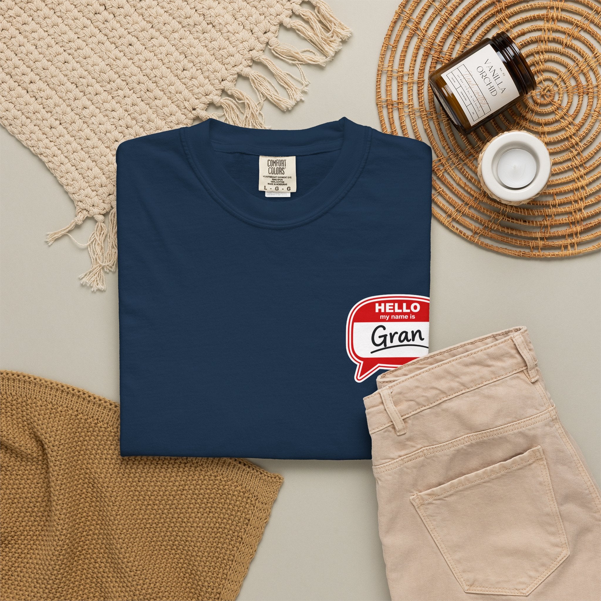 Hello Gran T-Shirt — Cute Retro Name Tag Tee for Grandmothers, Mother's Day Gift
