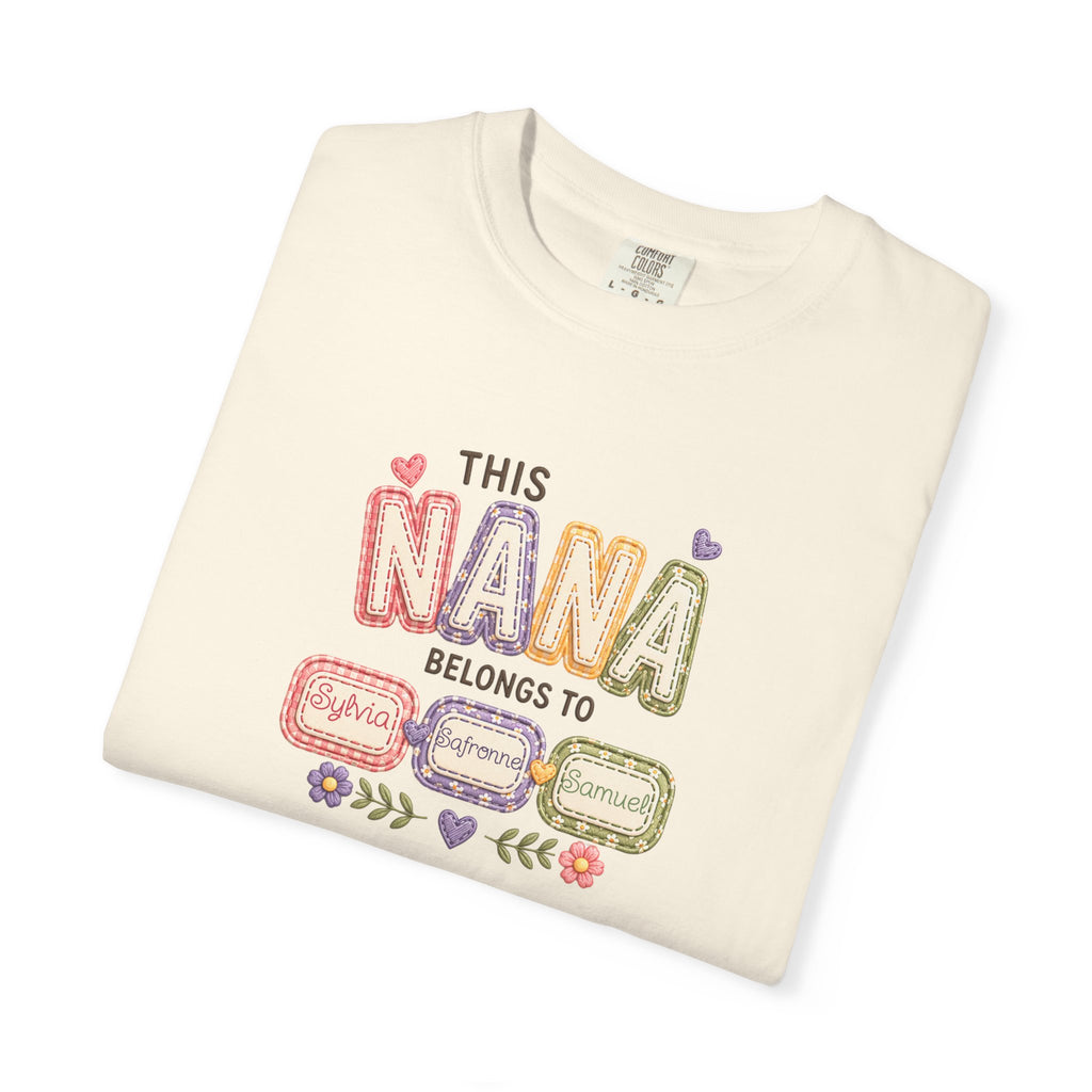 Nana Family Name T-Shirt — "This Nana Belongs To" Floral Grandma Gift