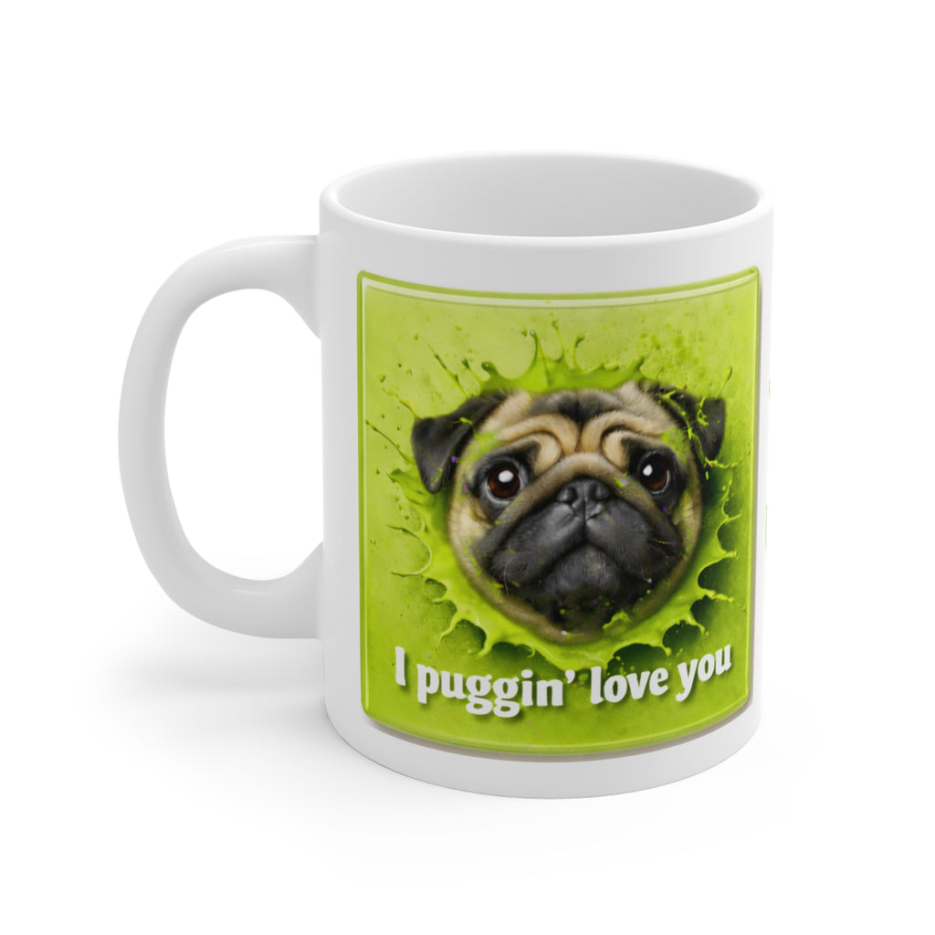 Pug Love Coffee Mug - "I Puggin' Love You" Personalized Pet Name Ceramic Mug