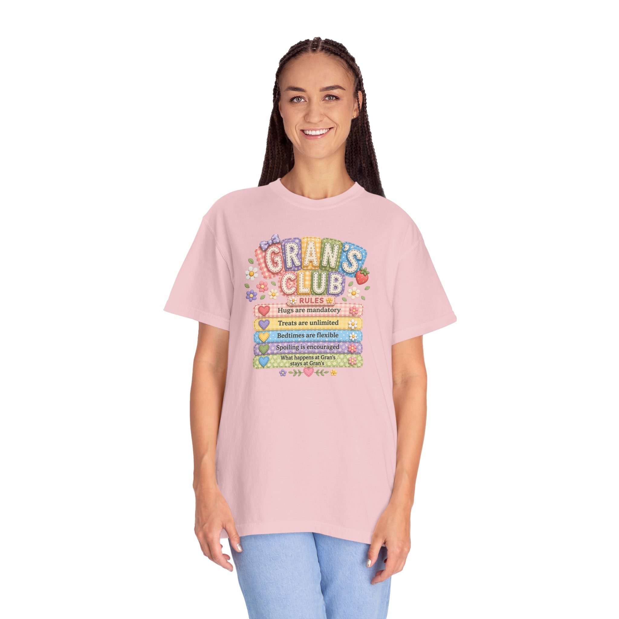 Grans Club Rules T-Shirt — Cute Floral Grandma Shirt, Funny Grandmother Gift for Mother's Day